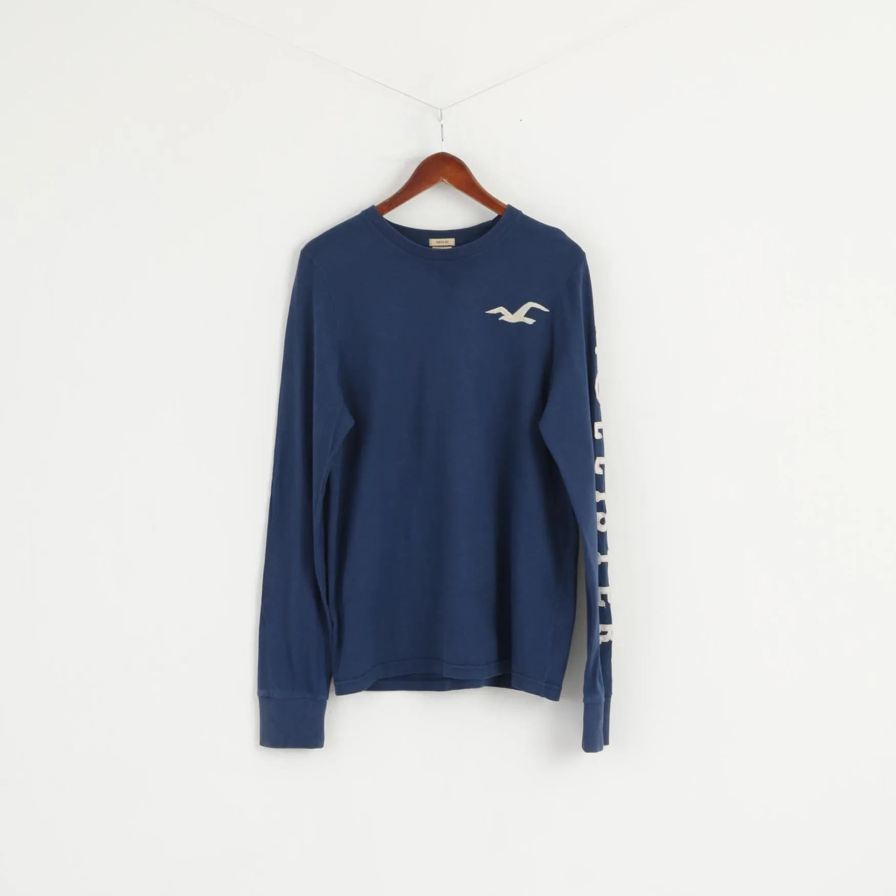 Hollister California Men L Shirt Blue Cotton Surfer Cut  Long Sleeve Fit Top
