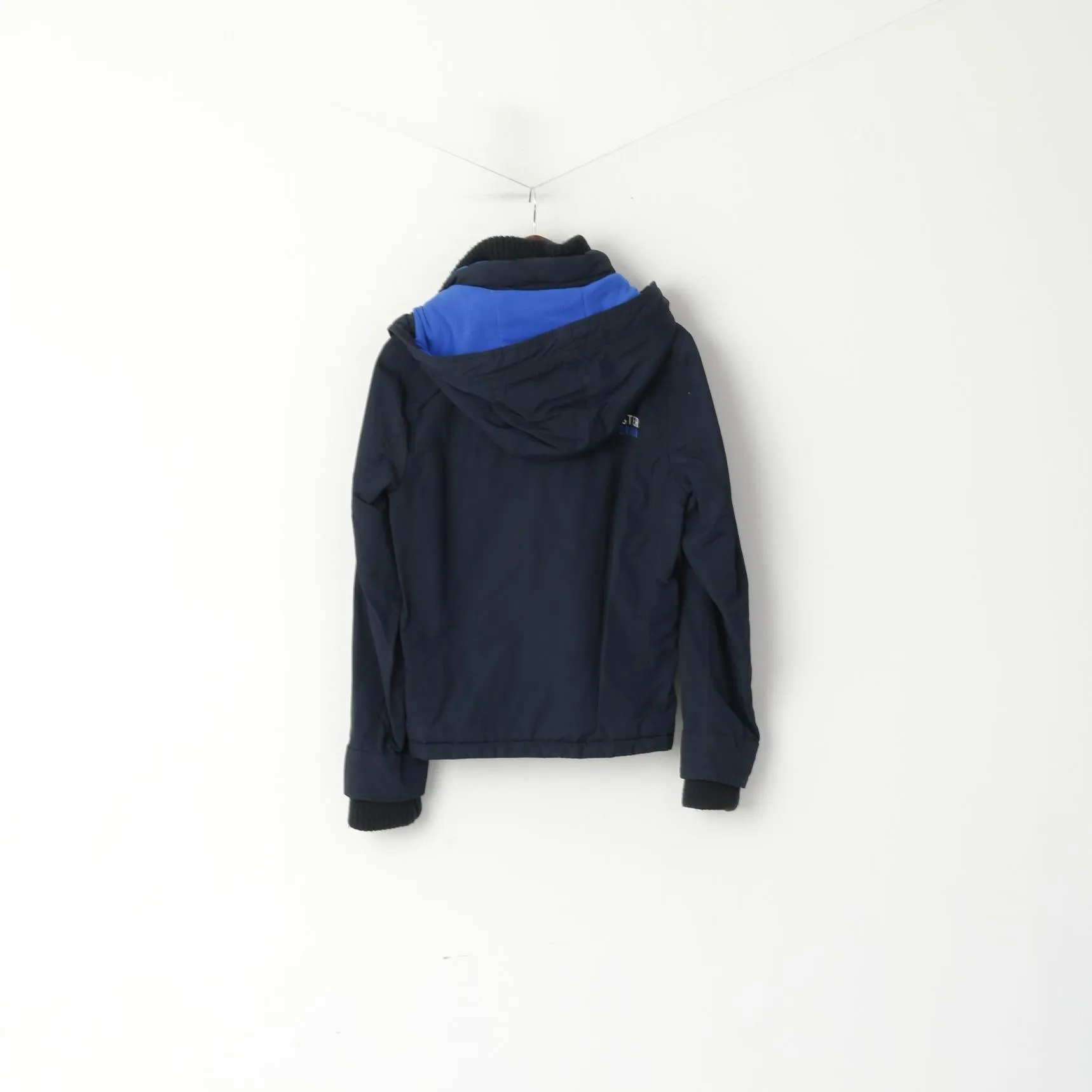 Hollister California Men S Jacket Navy Nylon Waterproof Hooded Full Zipper Casual Top