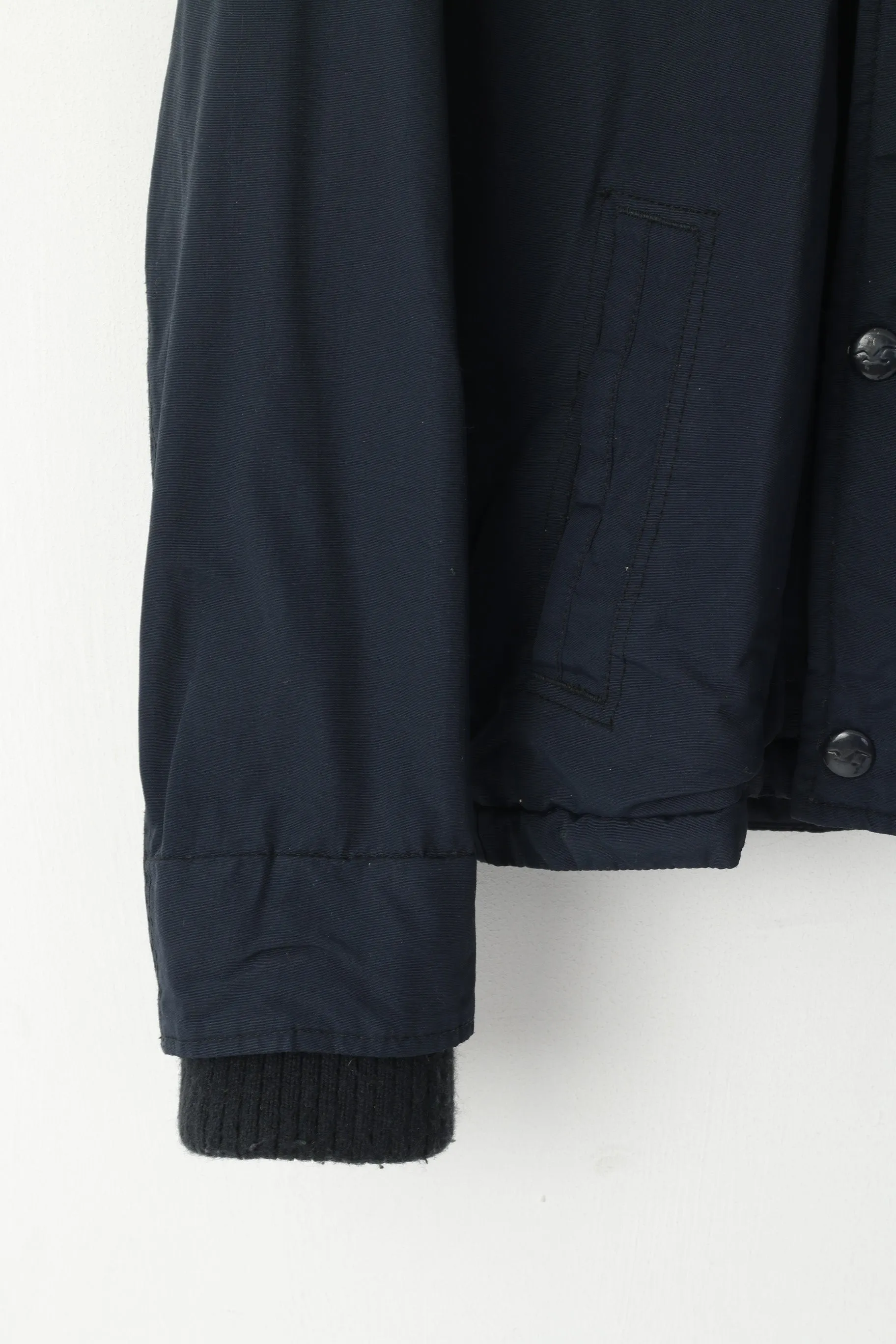 Hollister California Men S Jacket Navy Nylon Waterproof Hooded Full Zipper Casual Top