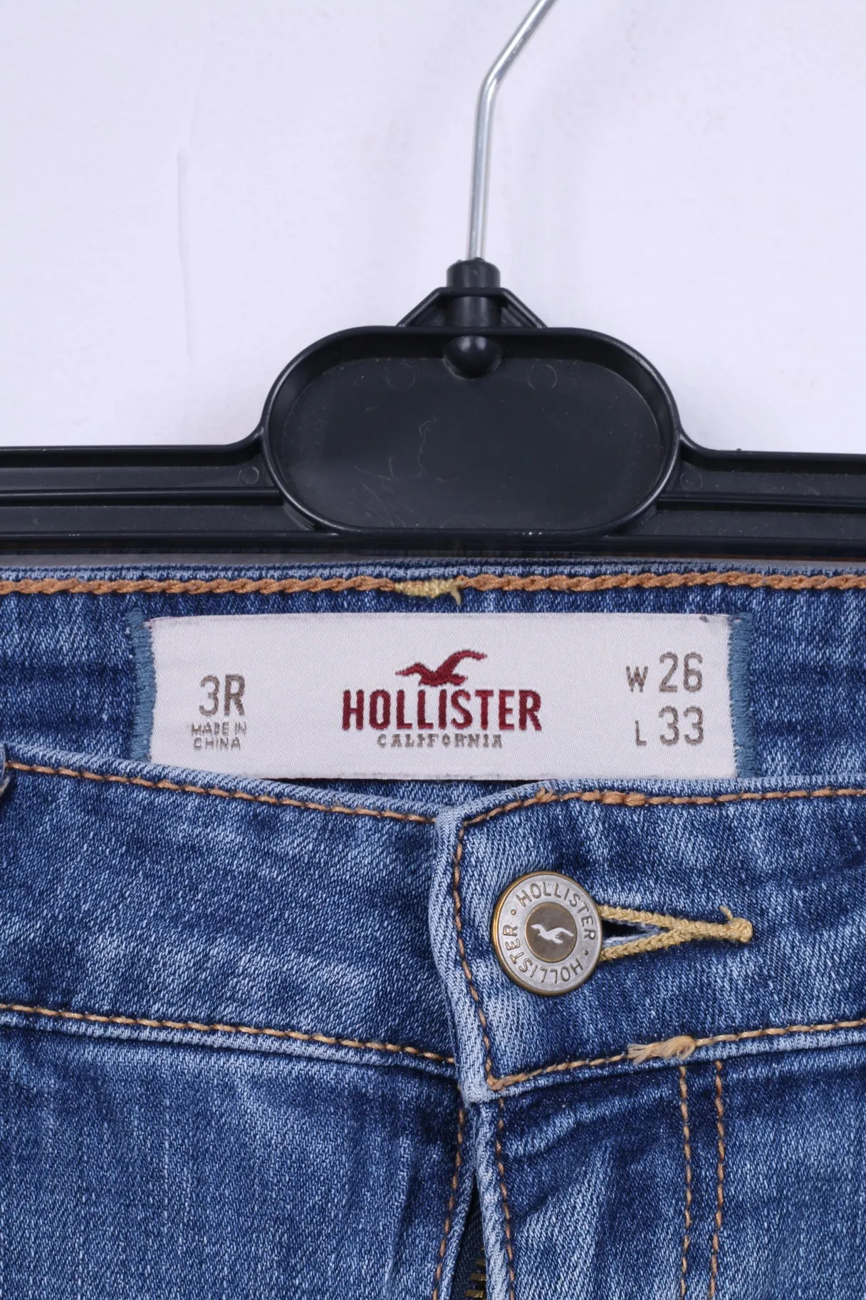 Hollister Women 26 Jeans Trousers Blue Denim Cotton Long Classic Pants