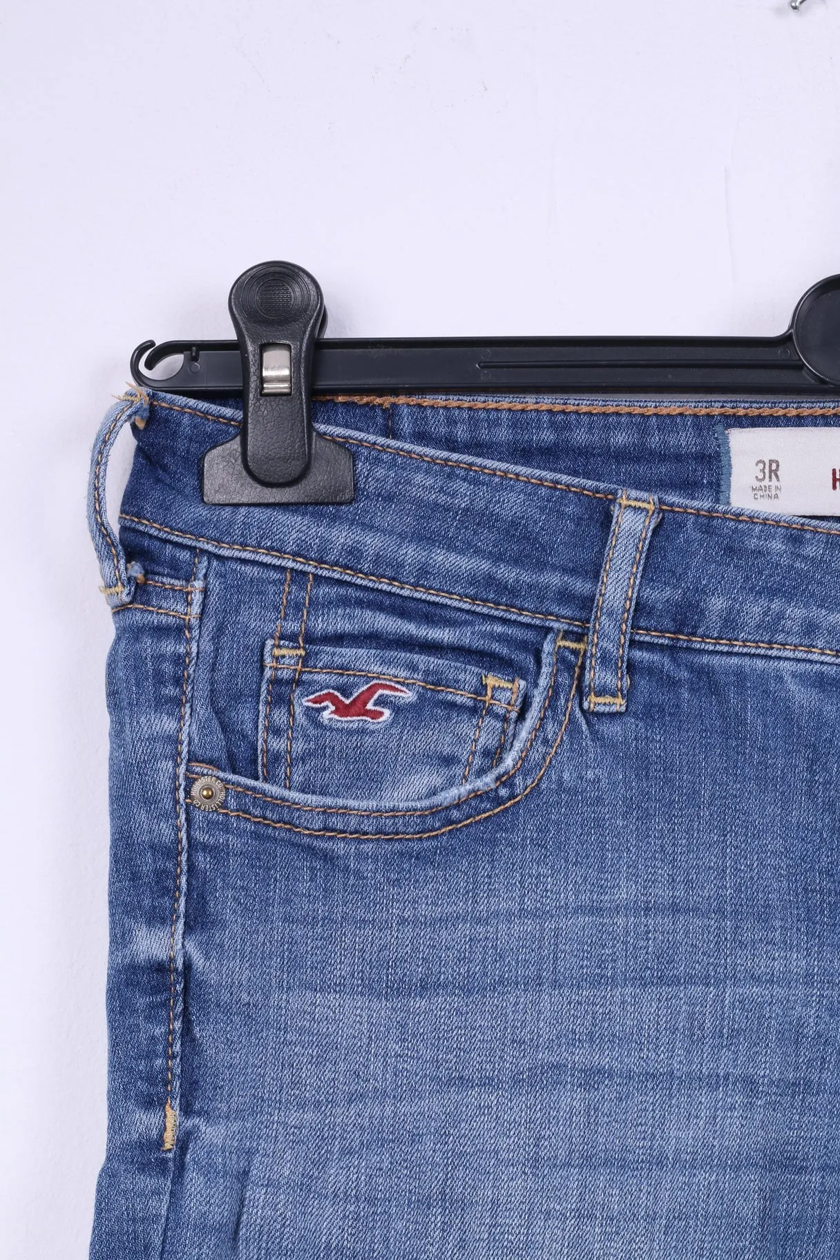 Hollister Women 26 Jeans Trousers Blue Denim Cotton Long Classic Pants