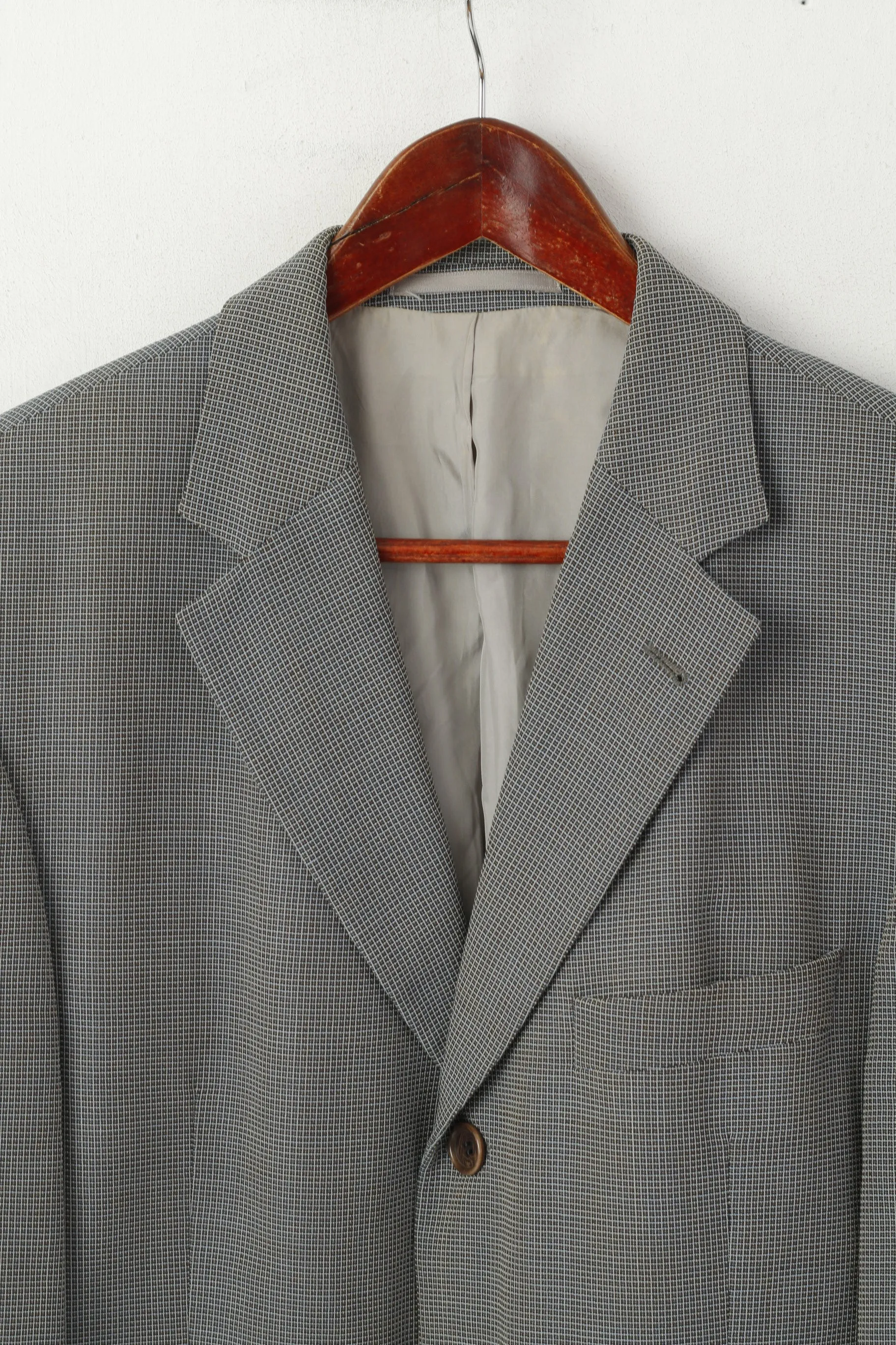 Hugo Boss Men 25 40 Blazer Grey Check Vintage Wool Einstein Single Breasted Jacket