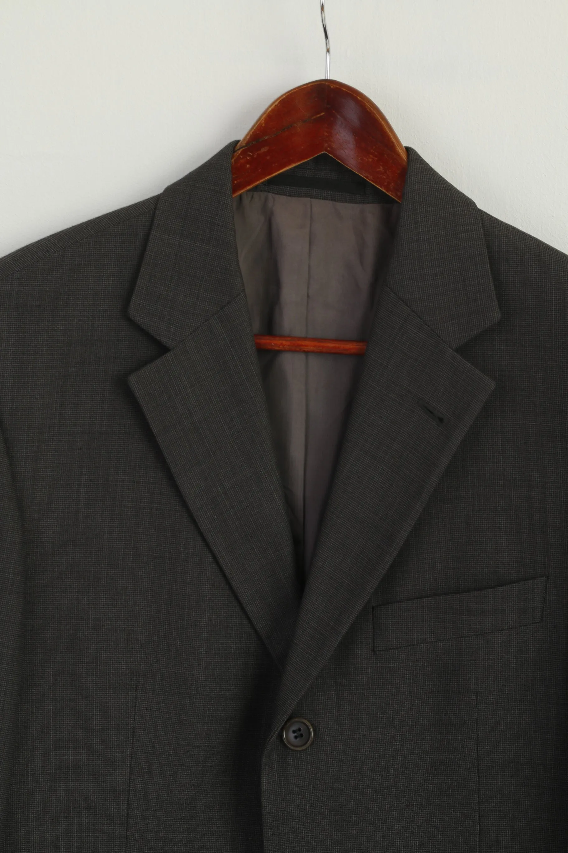 Hugo Boss Men 48 38 Blazer Gray Wool Angelico Parma Single Breasted Jacket