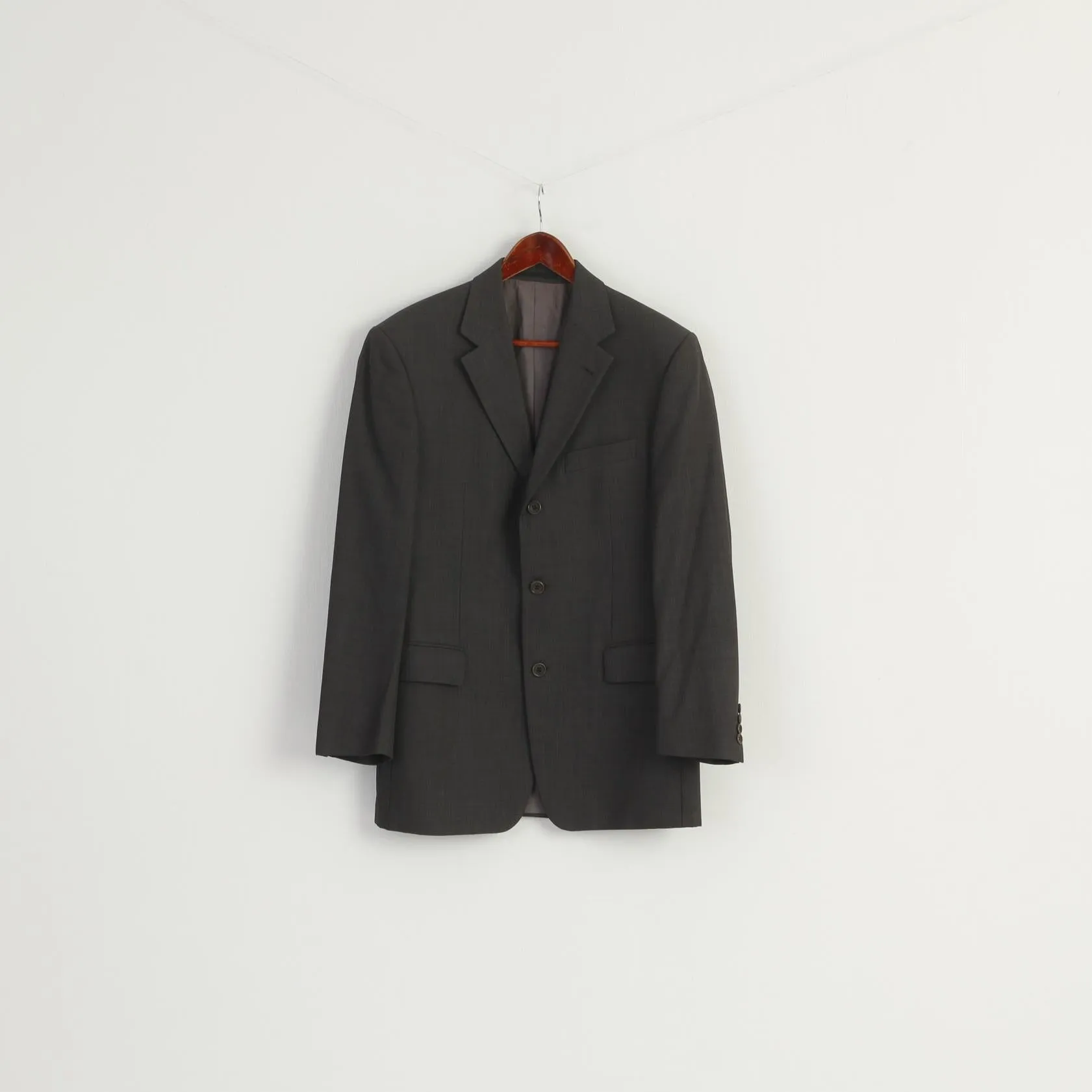 Hugo Boss Men 48 38 Blazer Gray Wool Angelico Parma Single Breasted Jacket