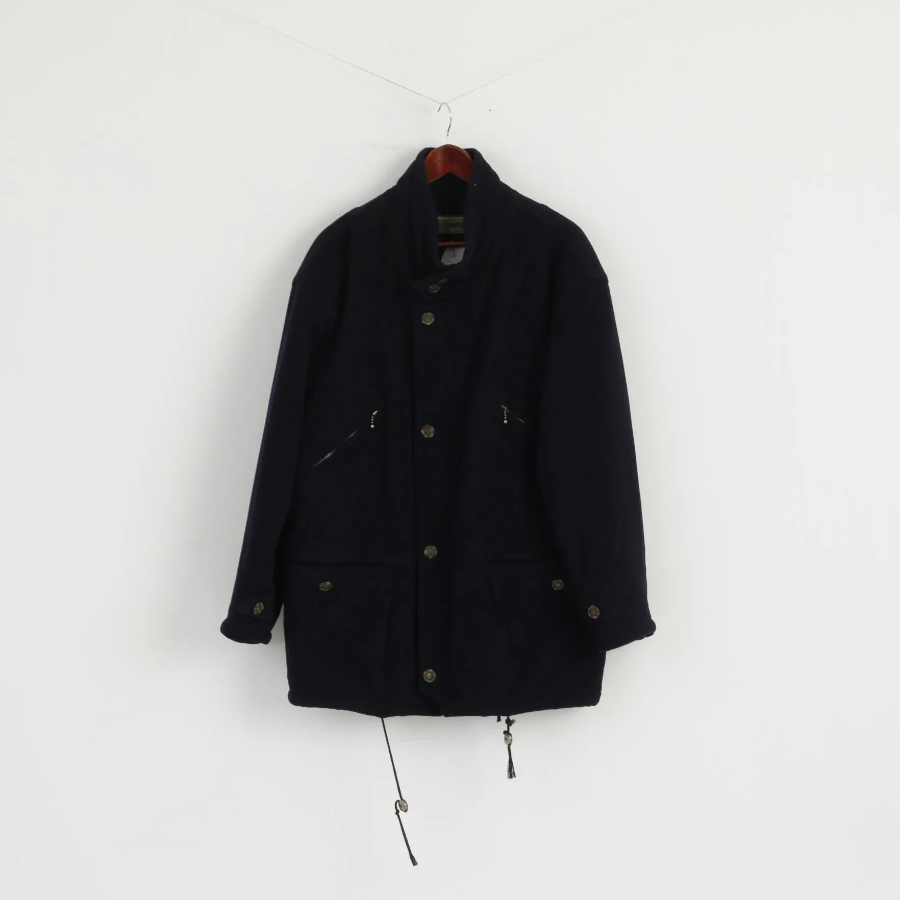 Hugo Boss Men 54 XL Jacket Navy Wool Cashmere Blend Vintage Made in Italy Coat