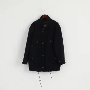 Hugo Boss Men 54 XL Jacket Navy Wool Cashmere Blend Vintage Made in Italy Coat