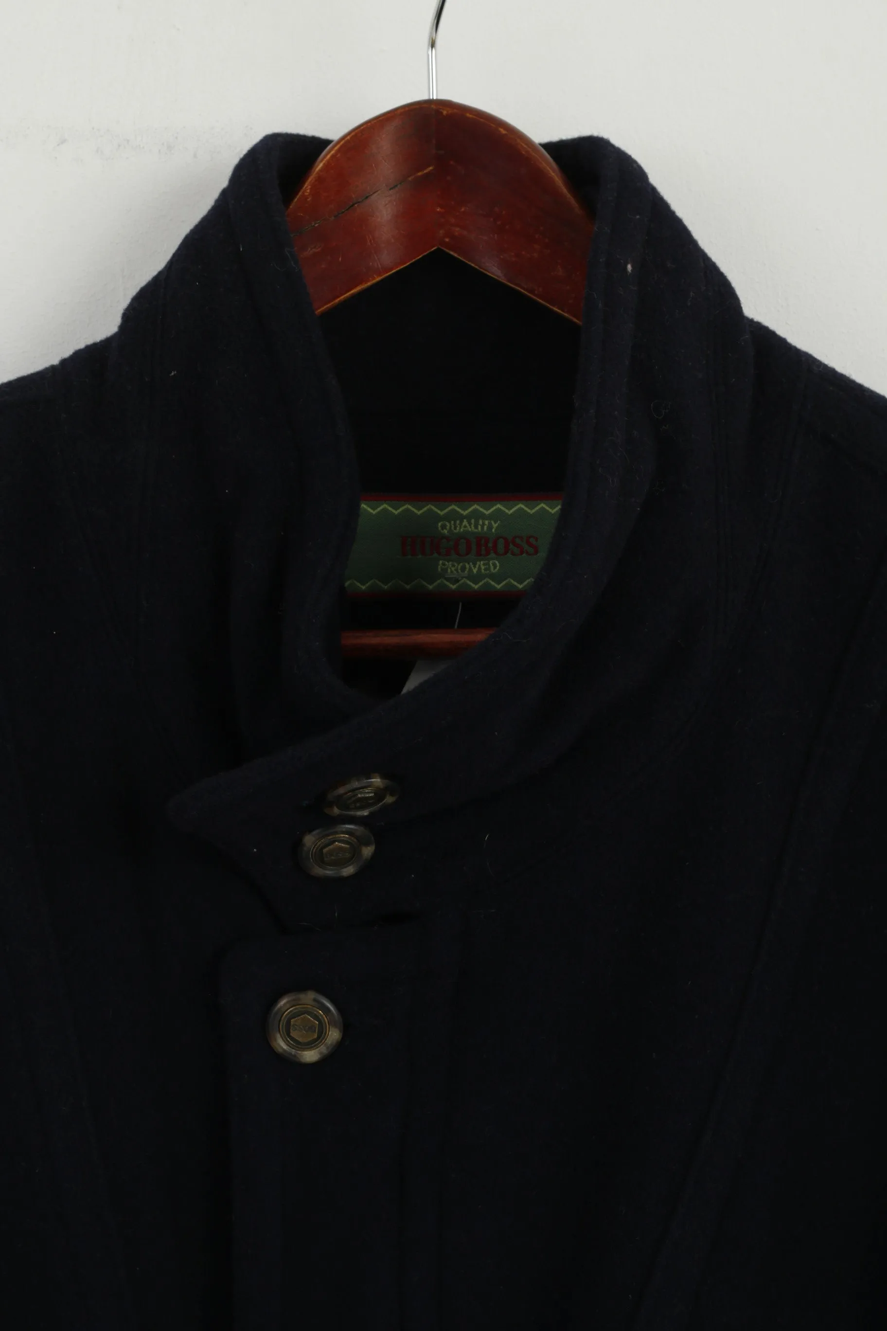 Hugo Boss Men 54 XL Jacket Navy Wool Cashmere Blend Vintage Made in Italy Coat