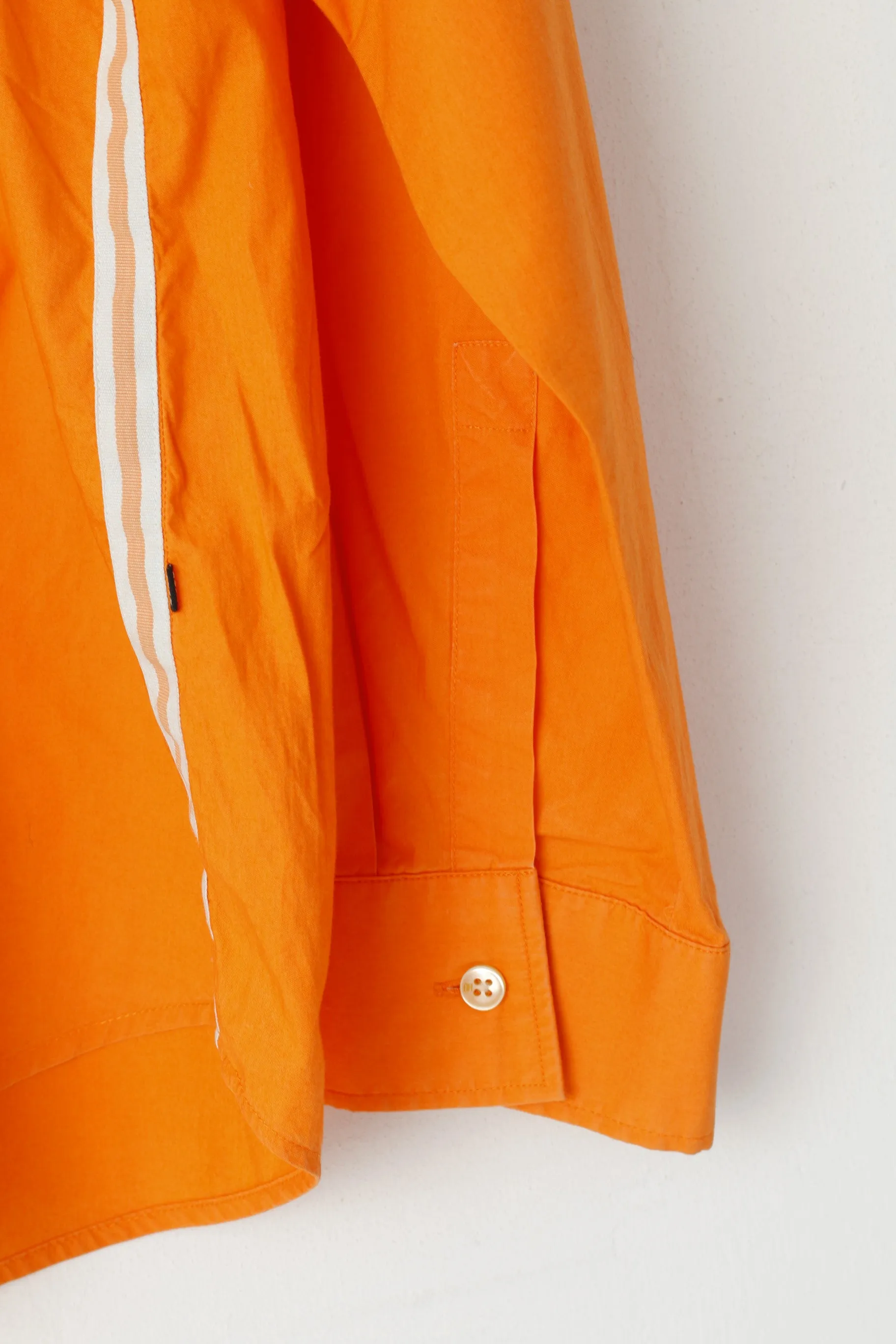 Hugo Boss Men L Casual Shirt Orange Cotton Detailed BUttons Long Sleeve Top