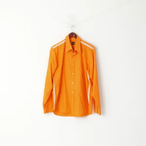 Hugo Boss Men L Casual Shirt Orange Cotton Detailed BUttons Long Sleeve Top