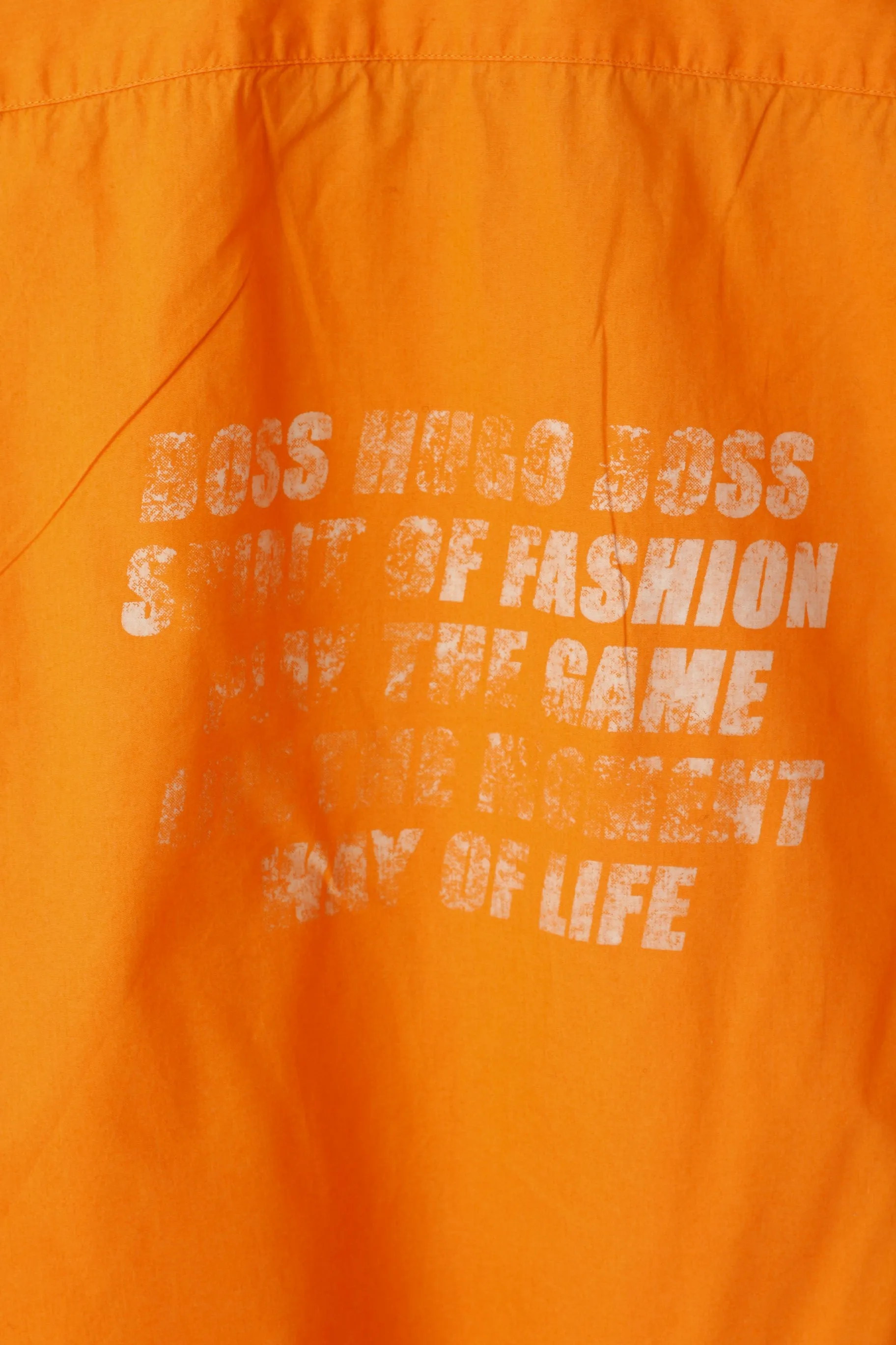 Hugo Boss Men L Casual Shirt Orange Cotton Detailed BUttons Long Sleeve Top