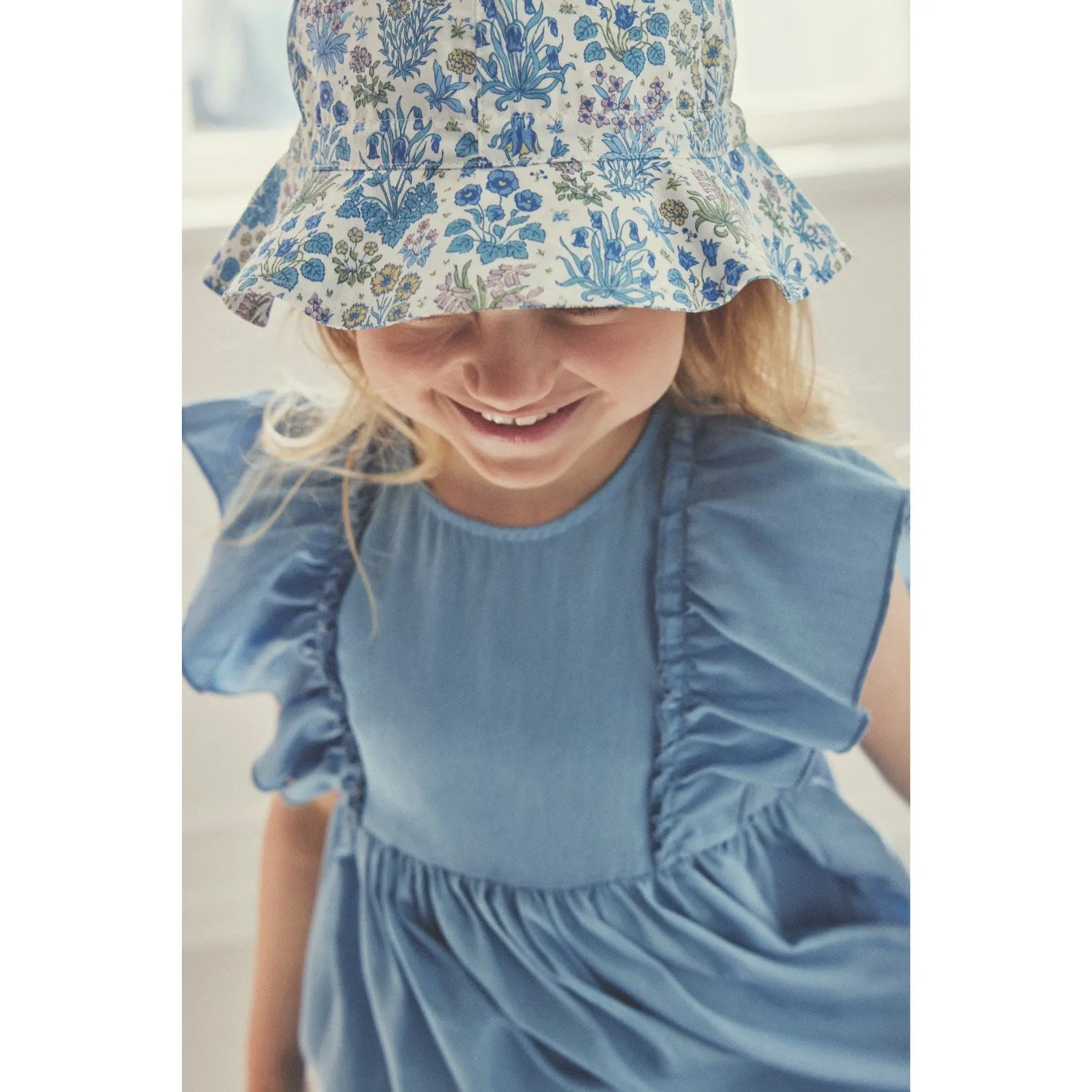 Huttelihut Soft Chambray Summer Hat In Liberty Fabric