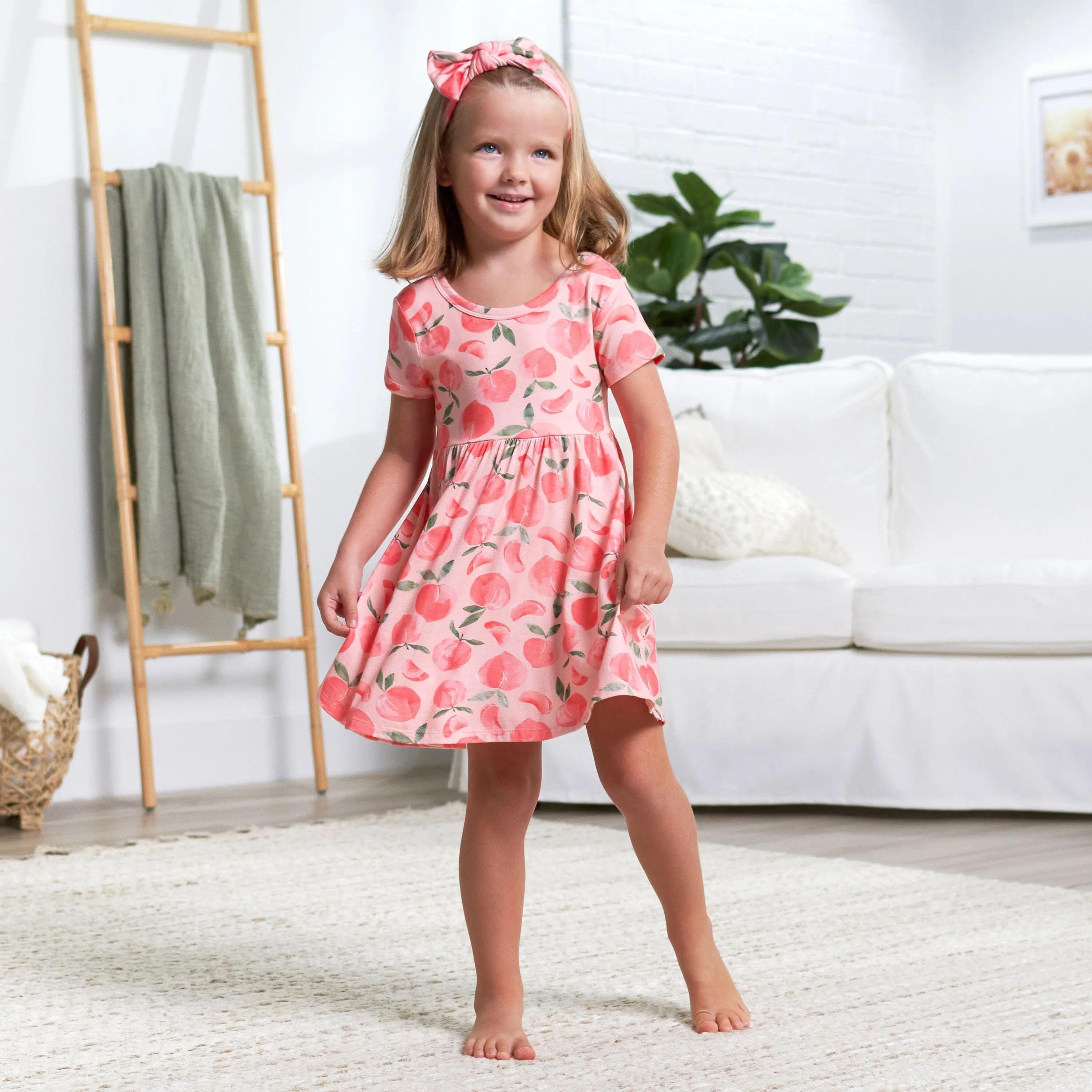 Infant & Toddler Girls Just Peachy Buttery Soft Viscose Made from Eucalyptus Twirl Dress Gerber Childrenswea