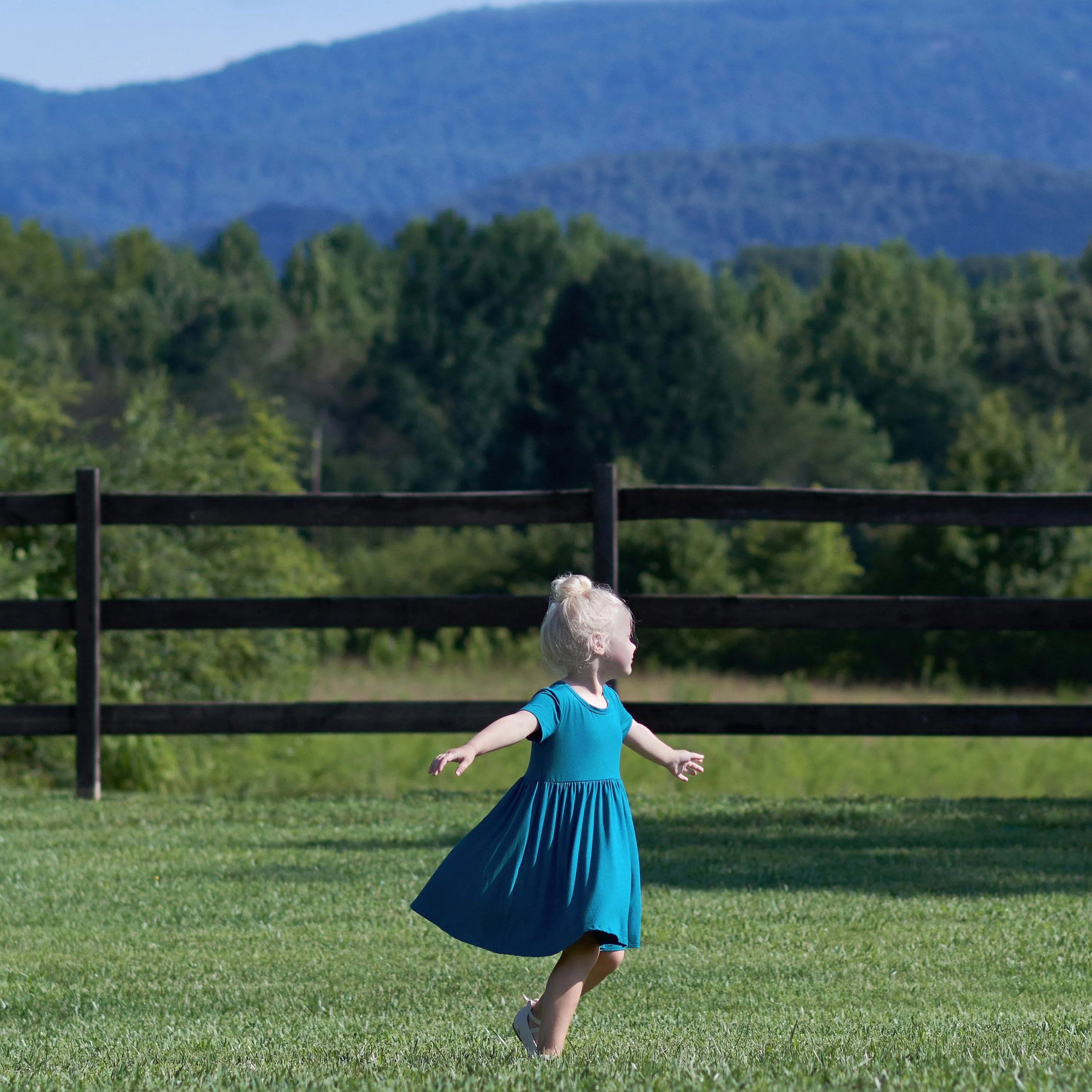 Infant & Toddler Girls Ocean Teal Buttery Soft Viscose Made from Eucalyptus Twirl Dress Gerber Childrenswea