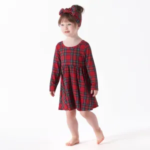 Infant & Toddler Girls Plaid About You Buttery Soft Viscose Made from Eucalyptus Holiday Twirl Dress Gerber Childrenswea