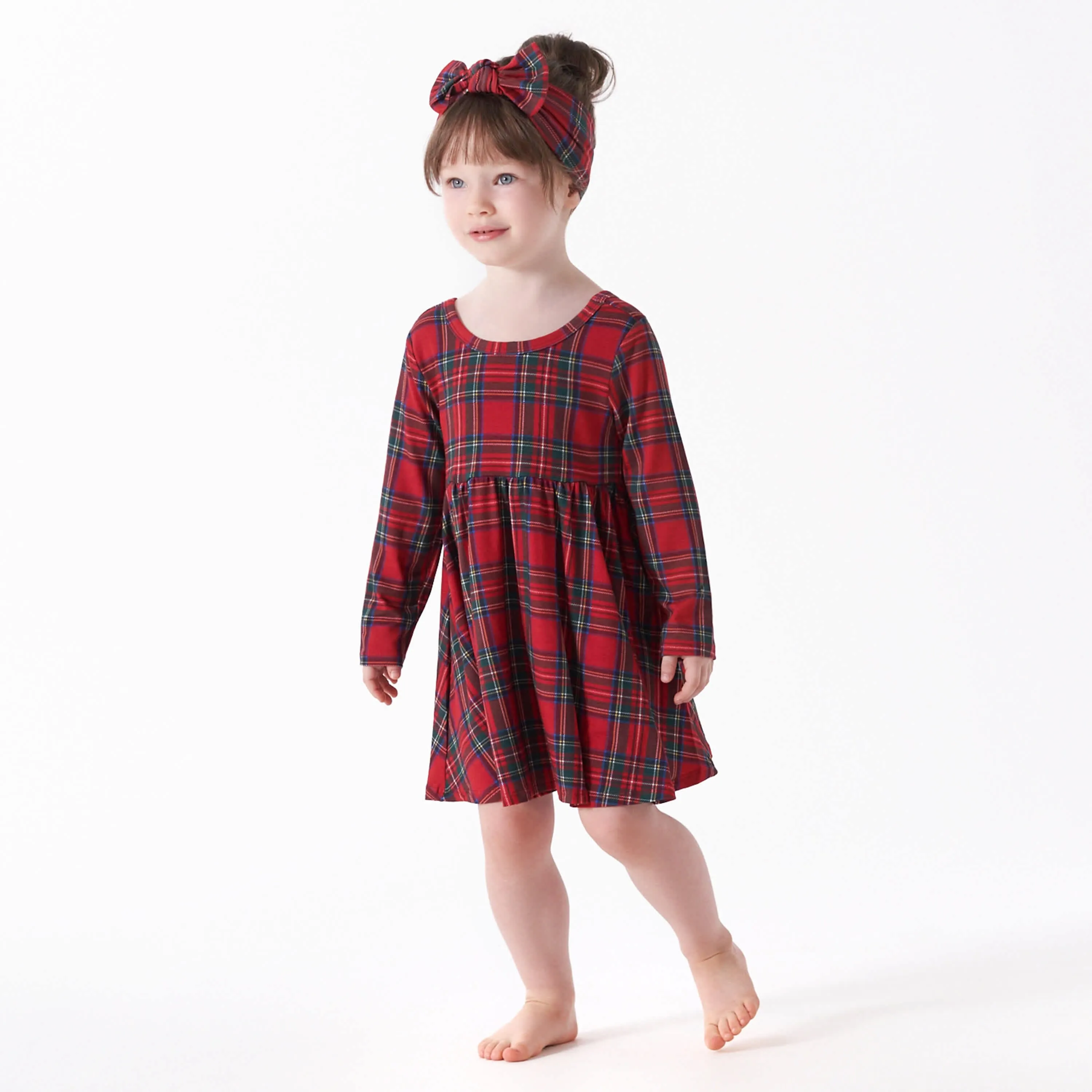 Infant & Toddler Girls Plaid About You Buttery Soft Viscose Made from Eucalyptus Holiday Twirl Dress Gerber Childrenswea