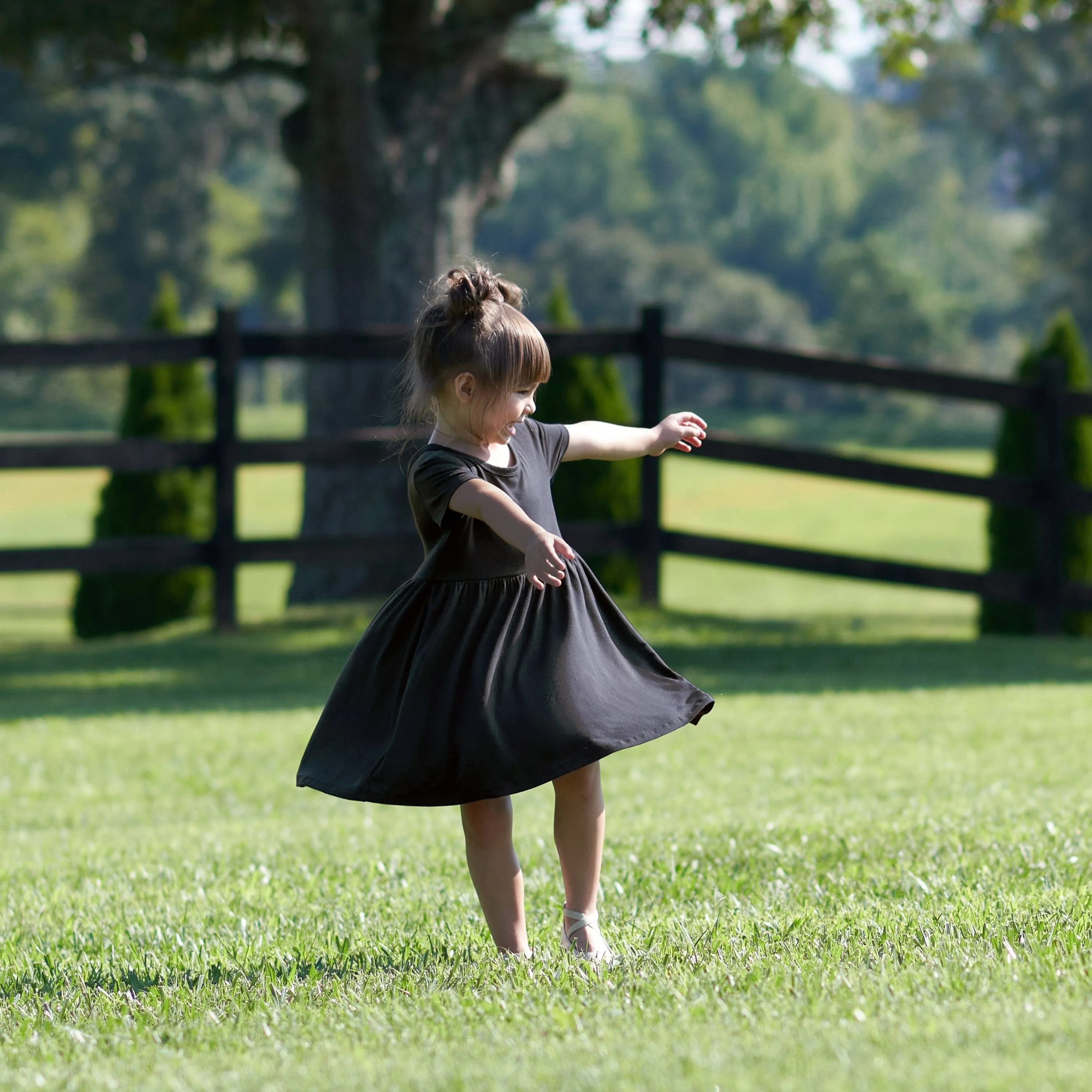 Infant & Toddler Girls Shadow Buttery Soft Viscose Made from Eucalyptus Twirl Dress Gerber Childrenswea
