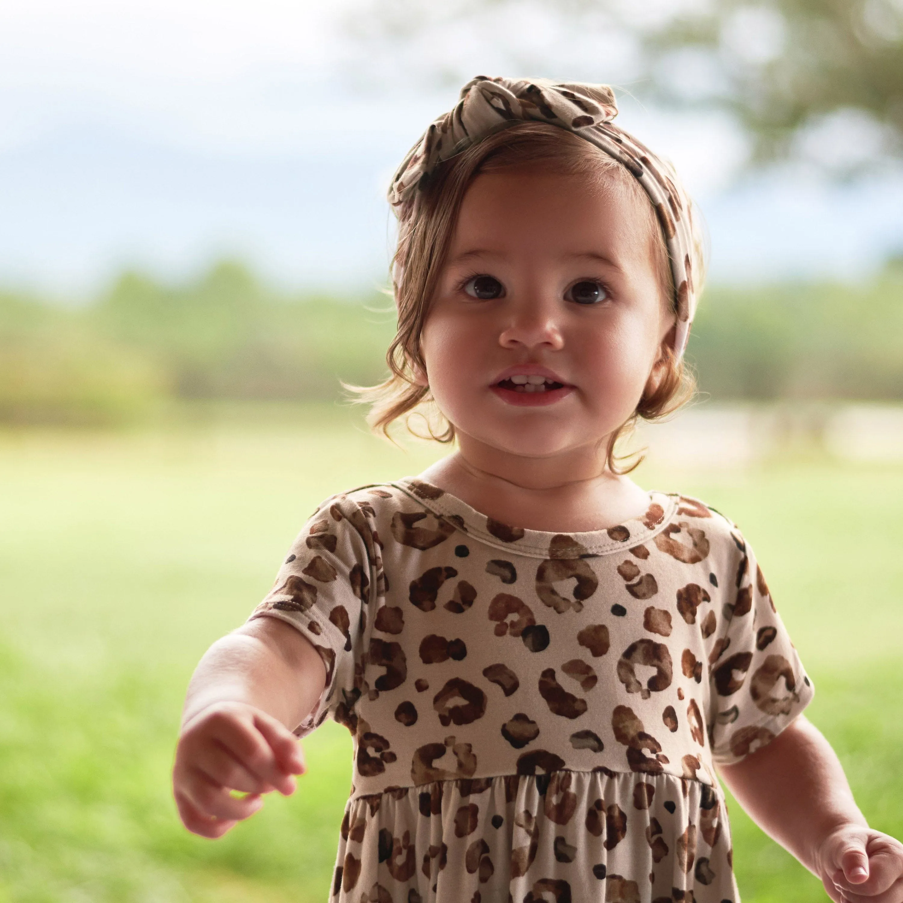 Infant & Toddler Girls Spotted Leopard Buttery Soft Viscose Made from Eucalyptus Twirl Dress Gerber Childrenswea