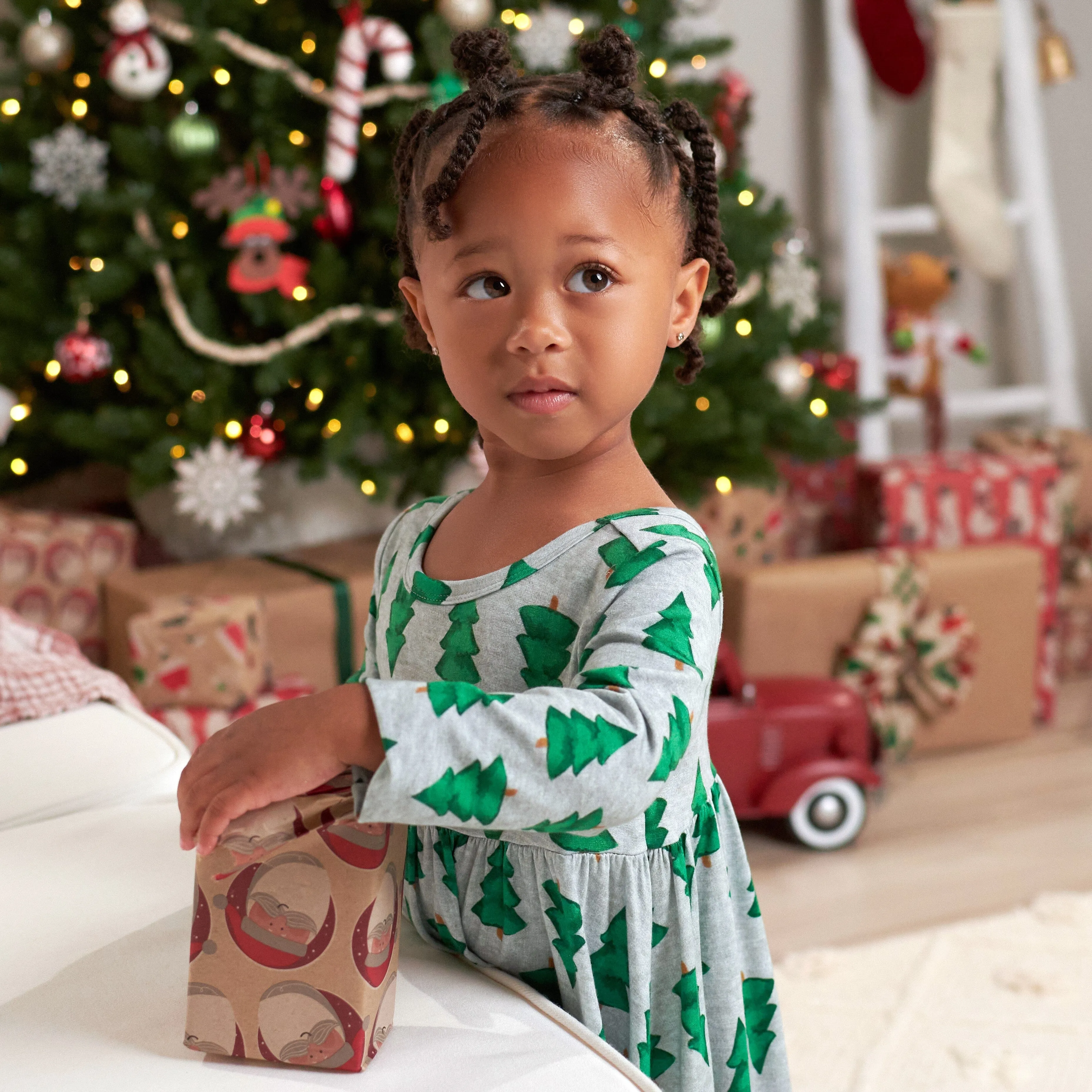 Infant & Toddler Girls Spruce Buttery Soft Viscose Made from Eucalyptus Holiday Twirl Dress Gerber Childrenswea