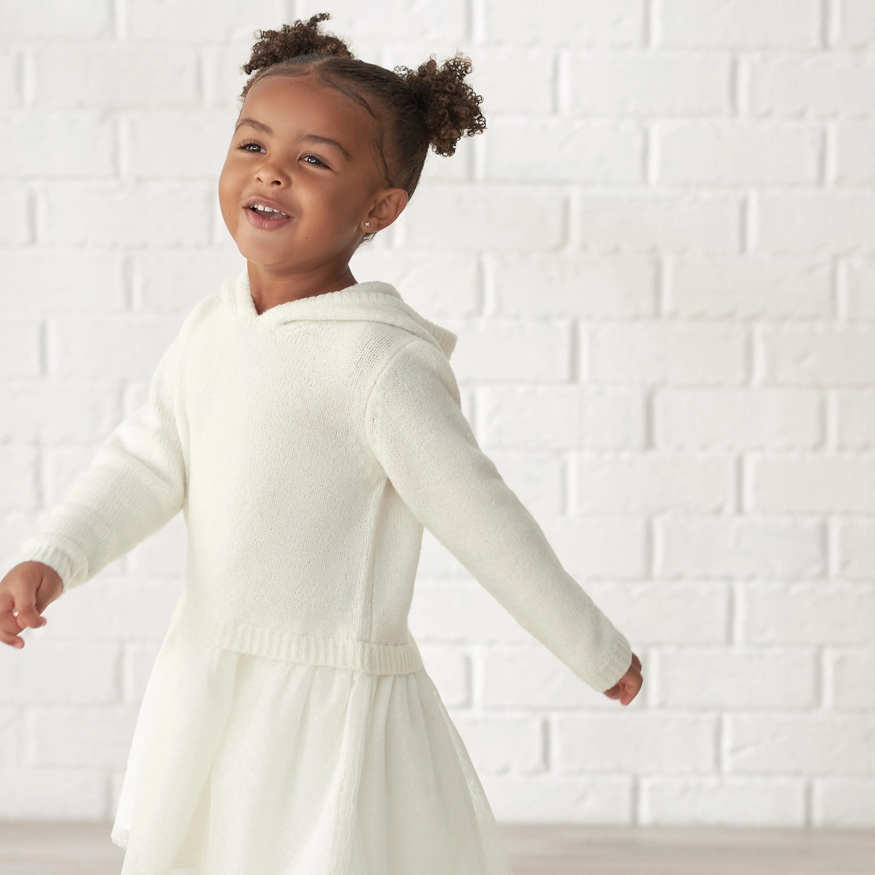Infant & Toddler Girls White Sweater Dress With Tulle Skirt Gerber Childrenswea