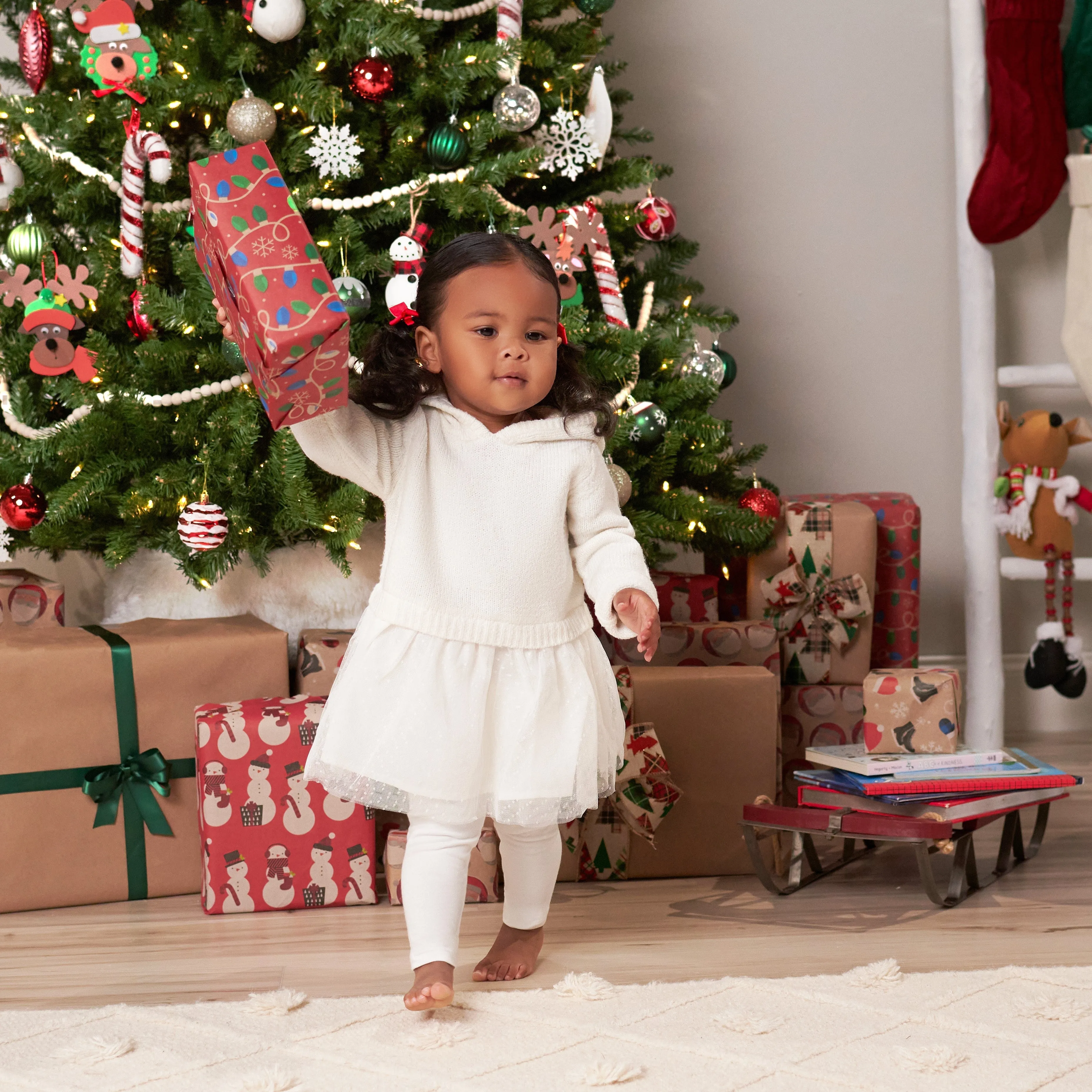 Infant & Toddler Girls White Sweater Dress With Tulle Skirt Gerber Childrenswea