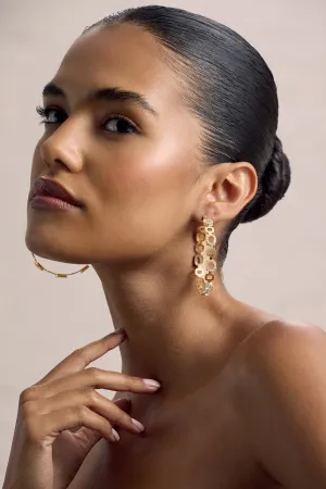 Interlinked | Gold Diamante Chain Hoop Earrings Club L London
