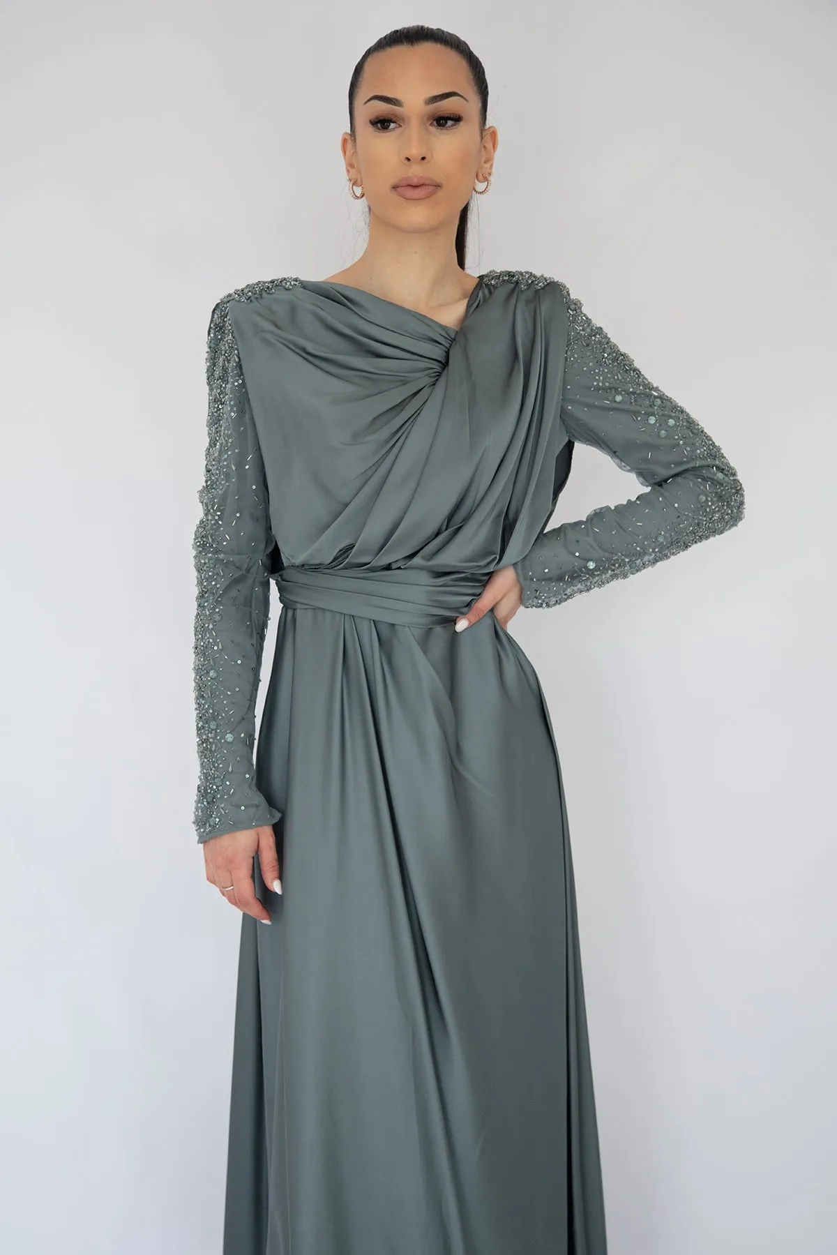 Isabella Beaded Gown Stone by HSH