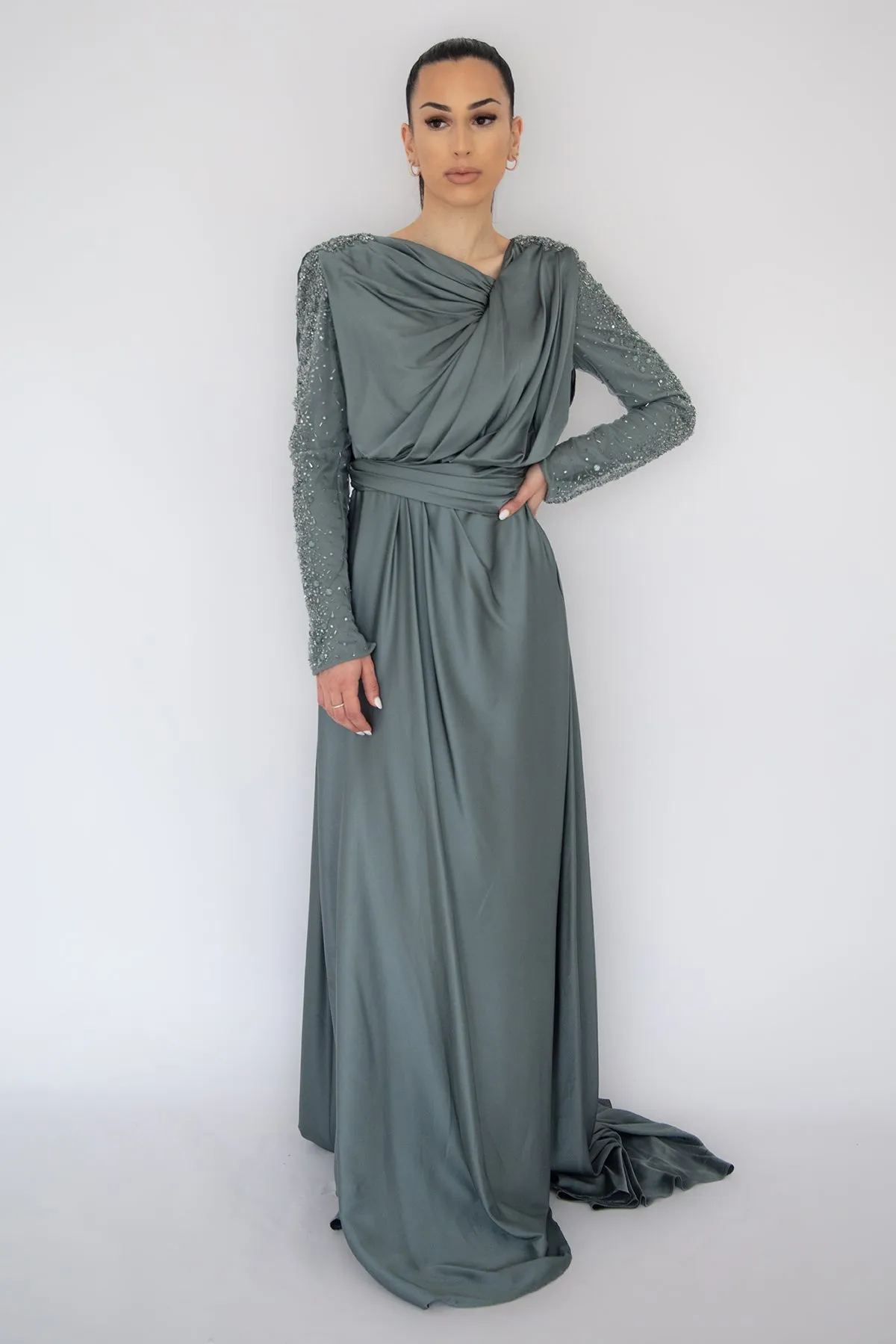 Isabella Beaded Gown Stone by HSH