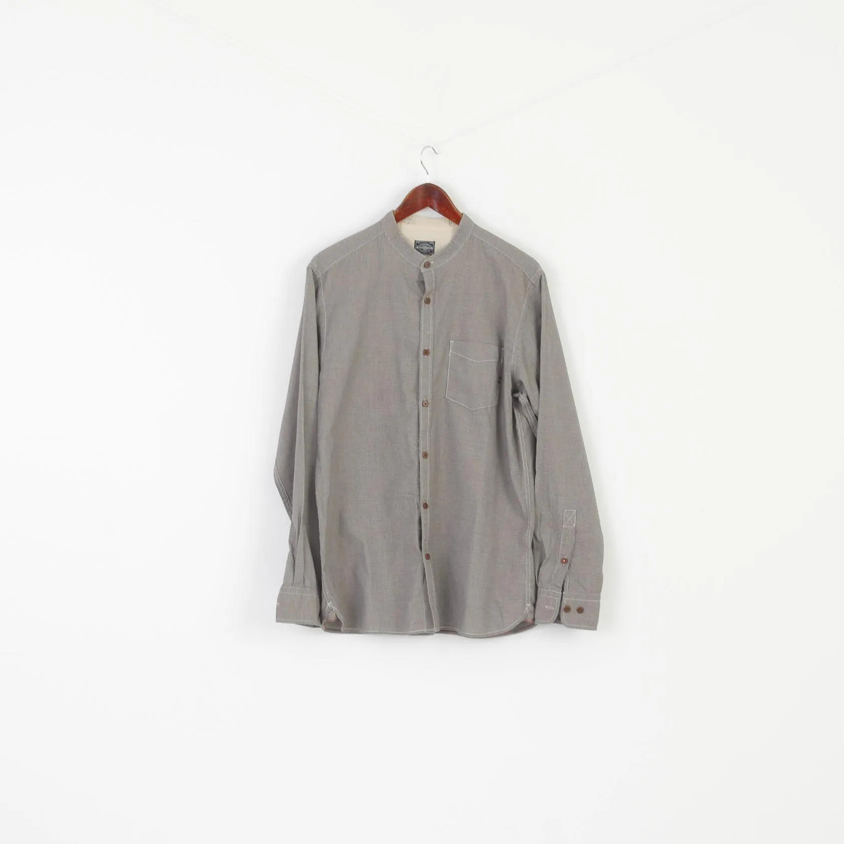 Jack & Jones Vintage Goods Men XL Casual Shirt Black White Cotton Houndstooth Top