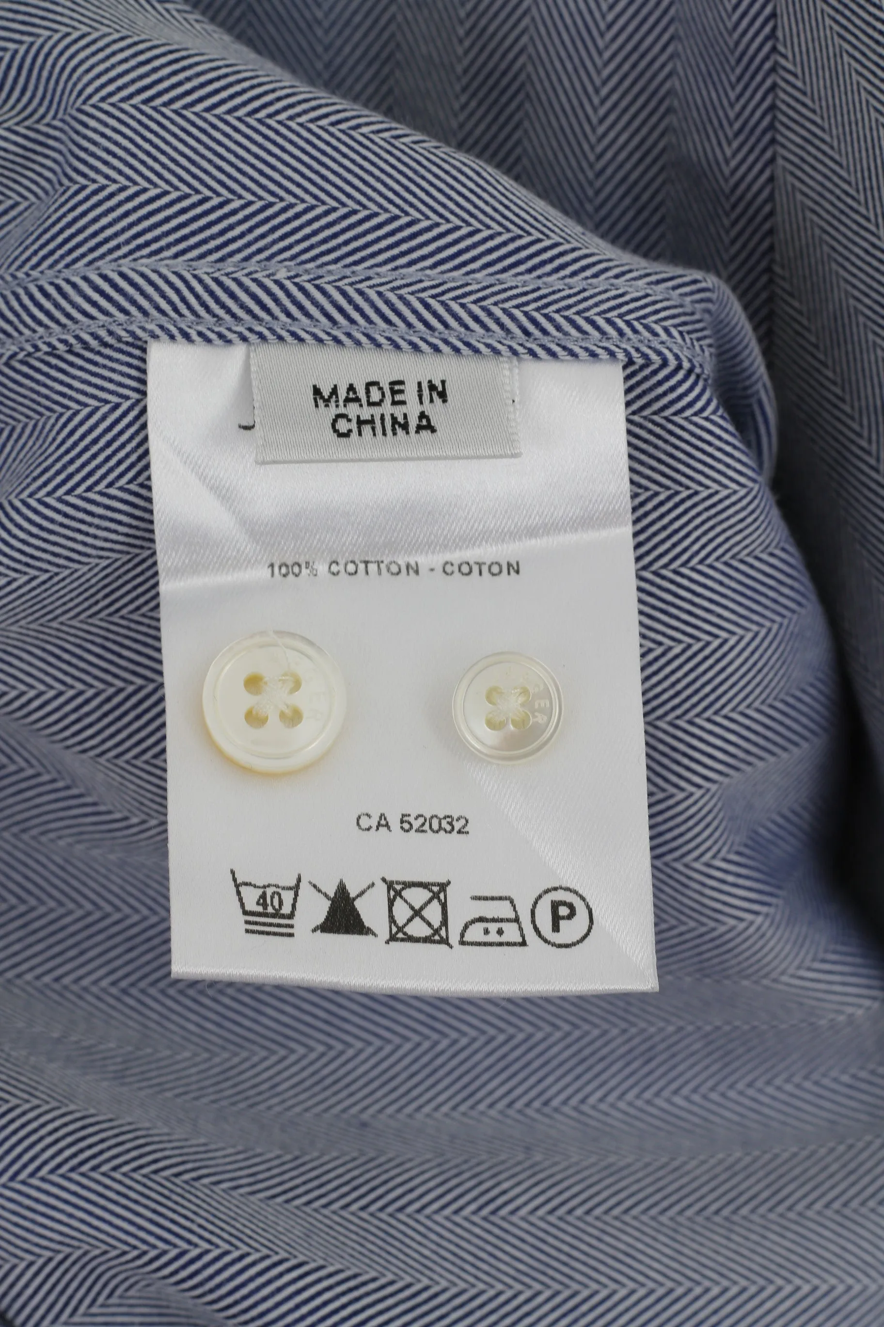 Jaeger Men 16 L Casual Shirt Blue Cotton Striped Long Sleeve Detailed Buttons Top