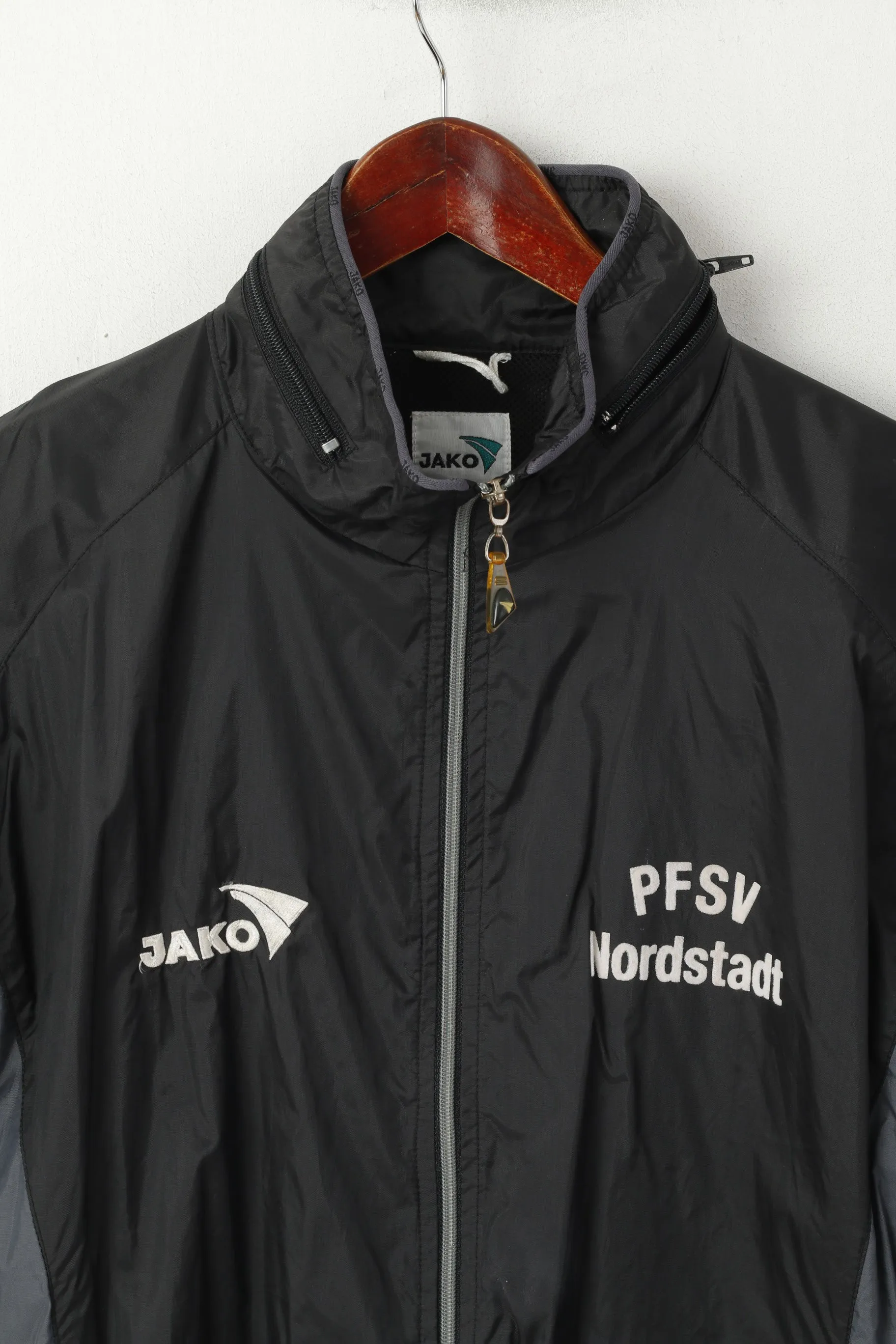 Jako Men M Jacket Black PFSV Nordstadt Black Nylon Waterproof Sport Full Zip Top
