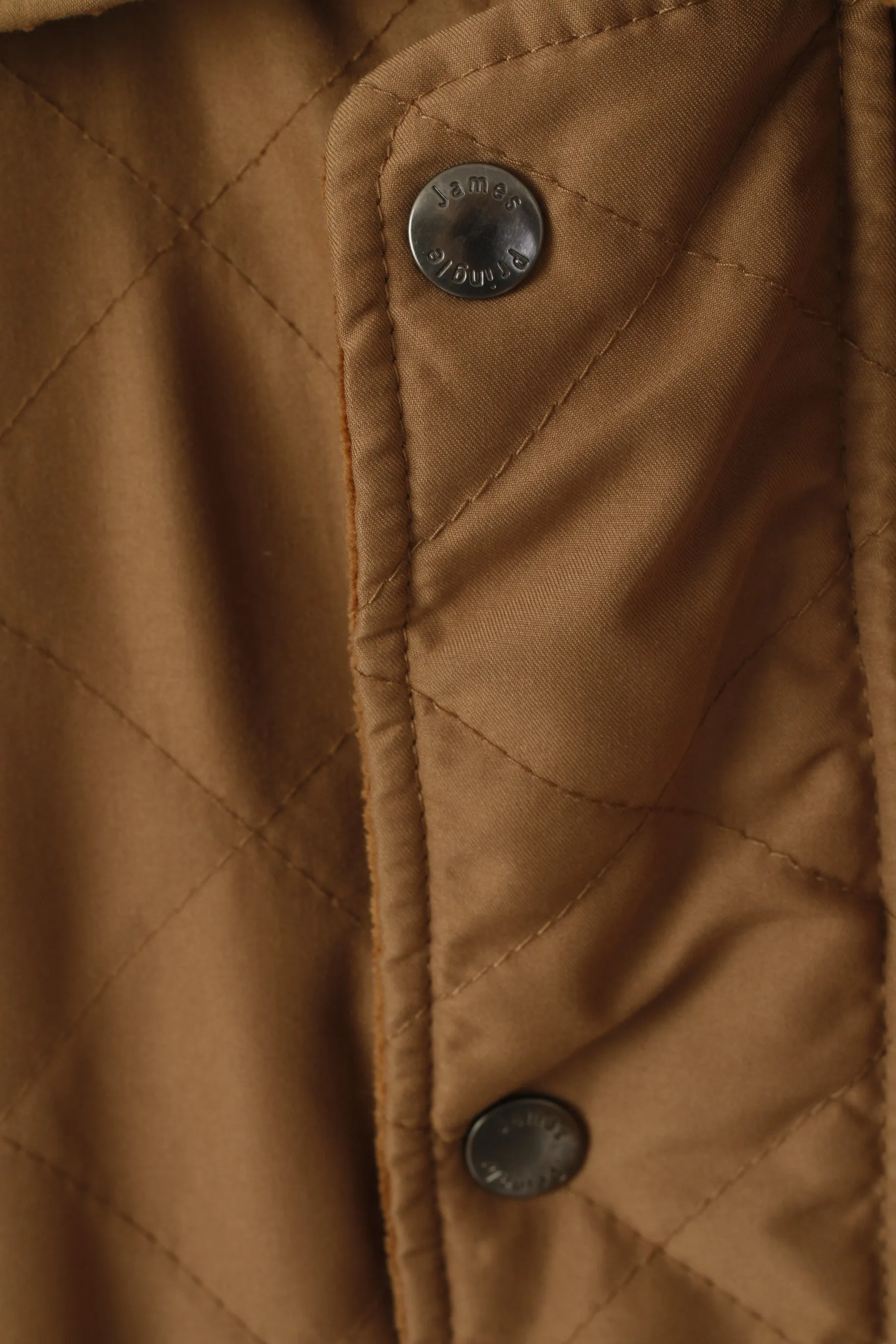 James Pringle Men M Jacket Brown Quilted Full Zipper Lightweight Casual Top