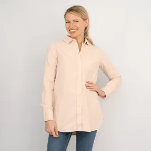 Jane Pink Fine Cord Long Sleeve Corduroy Longline Tunic Shirts Casual Tops