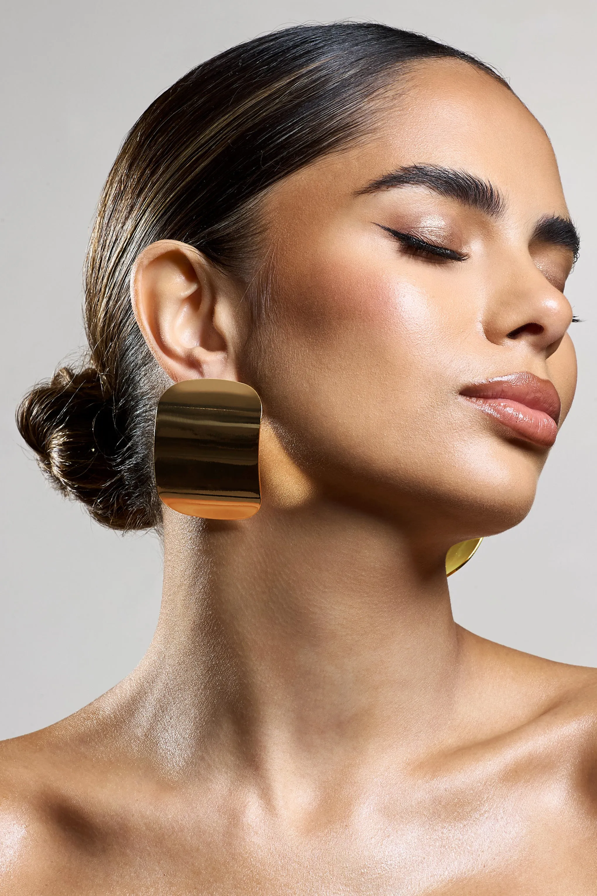 Jasper | Gold Rectangle Statement Earrings Club L London