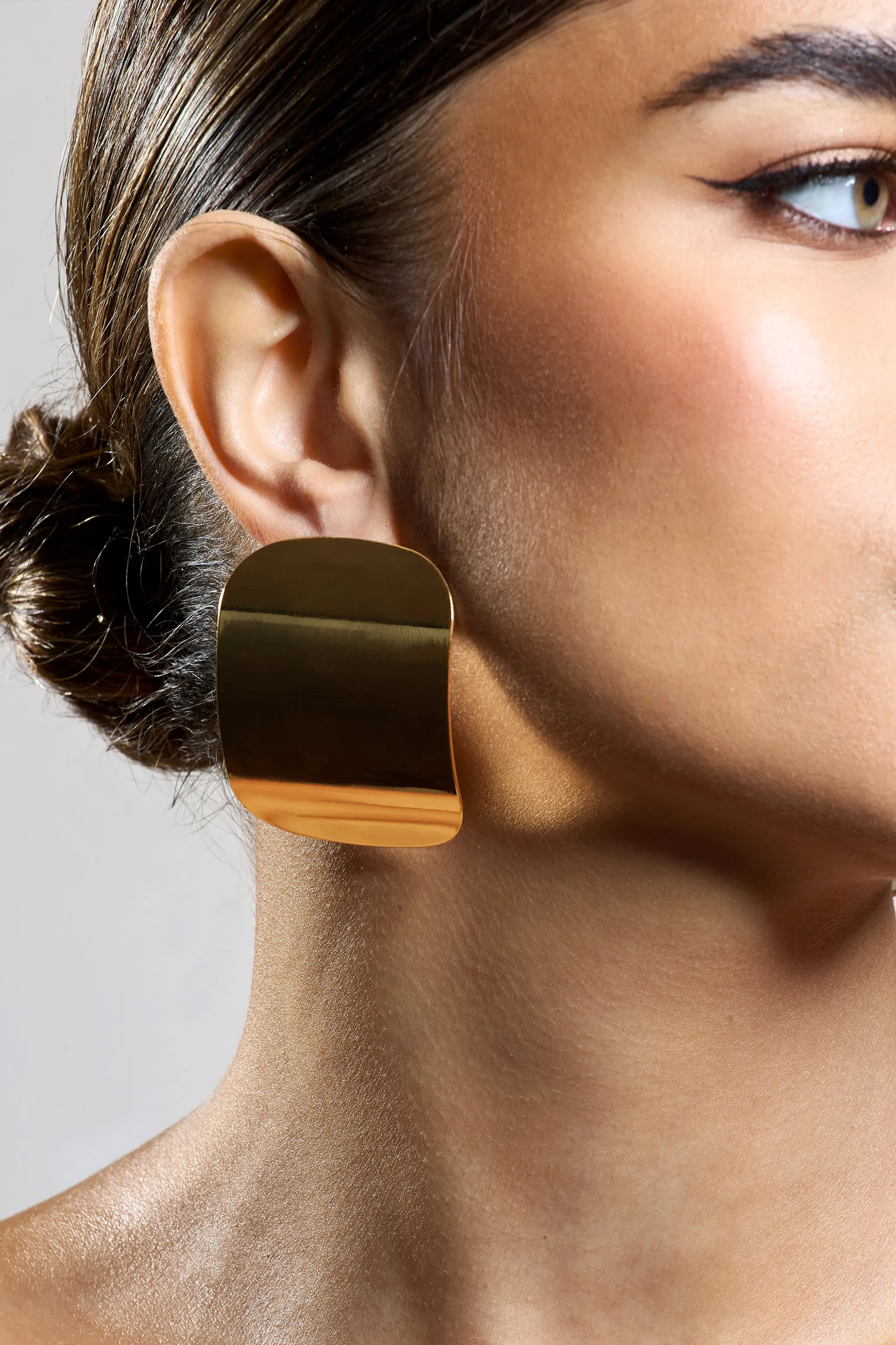 Jasper | Gold Rectangle Statement Earrings Club L London