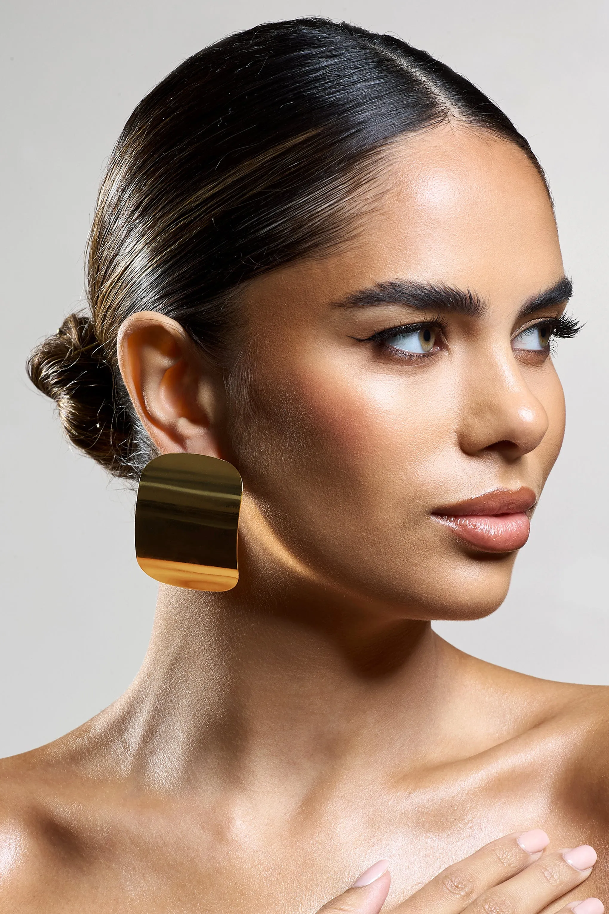 Jasper | Gold Rectangle Statement Earrings Club L London