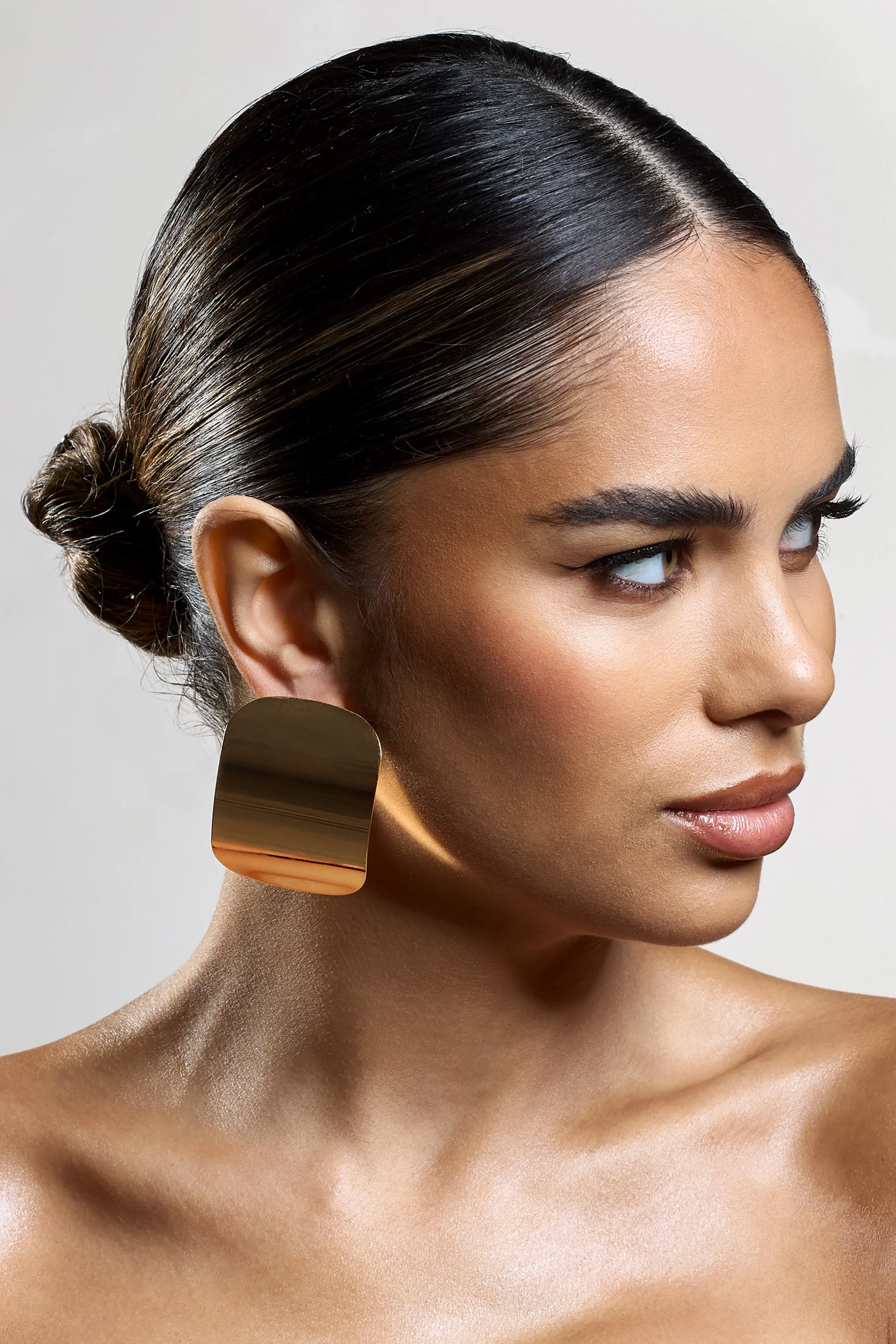 Jasper | Gold Rectangle Statement Earrings Club L London