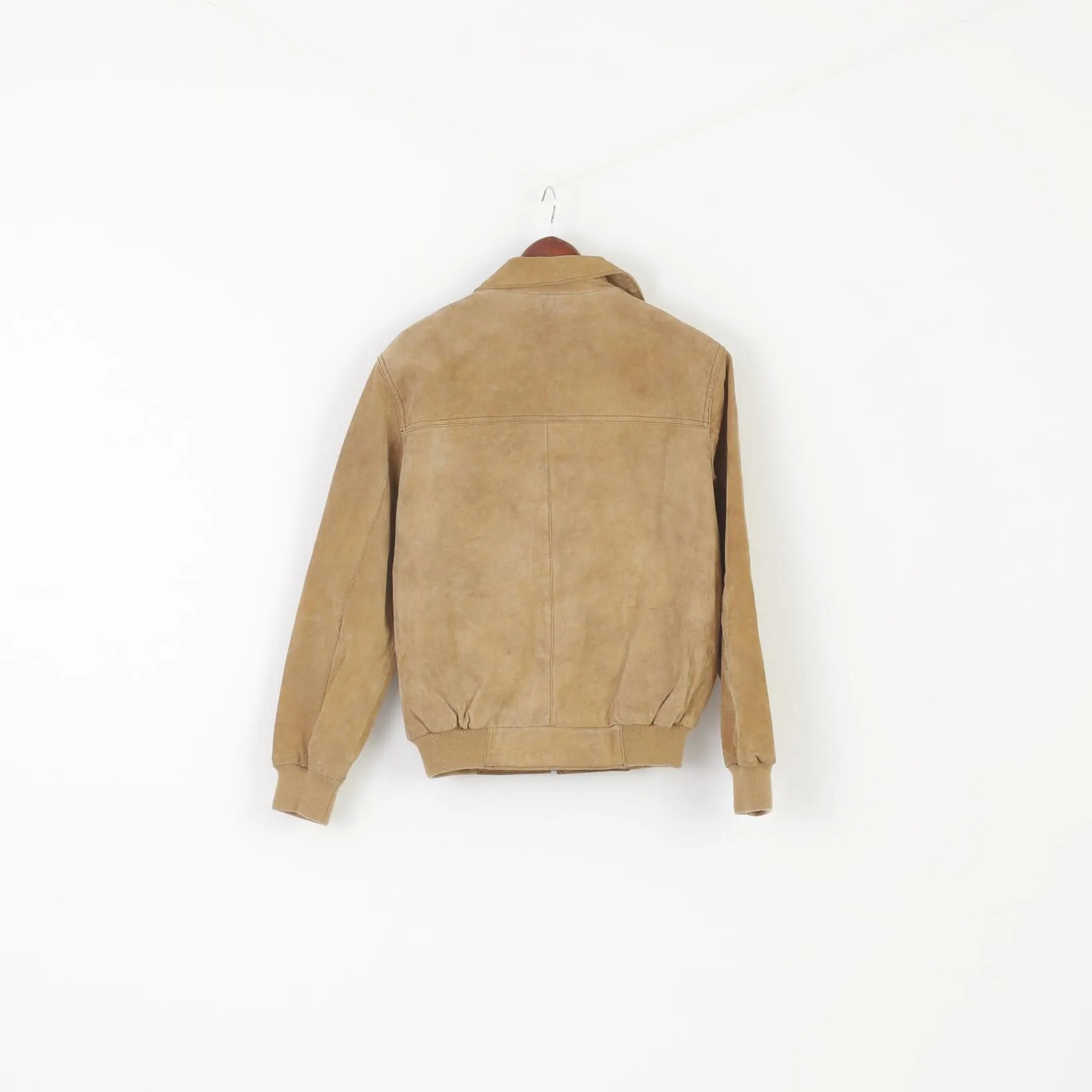 JC Collection Men 36 46 S Jacket Beige Leather Vintage Zip Up Biker Pilot Top
