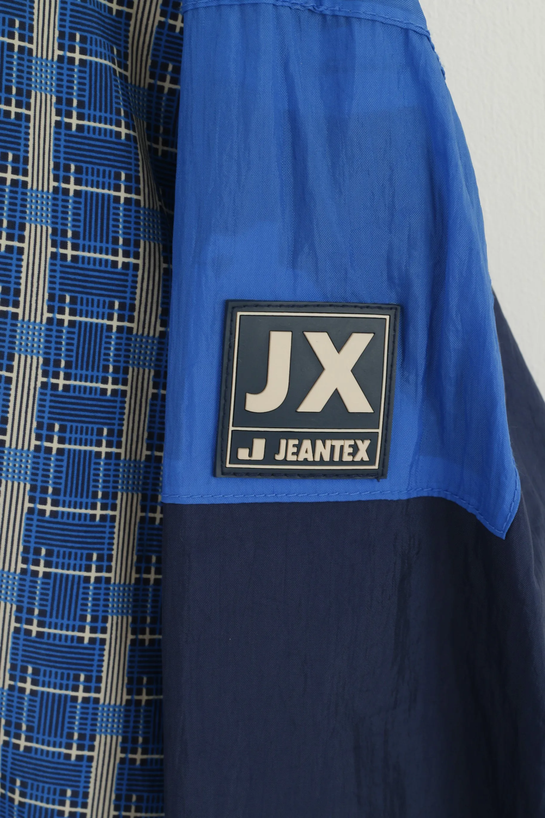 Jeantex Men XL 46/48 Jacket Blue Hooded Nylon Waterproof Festival Zip Up Top