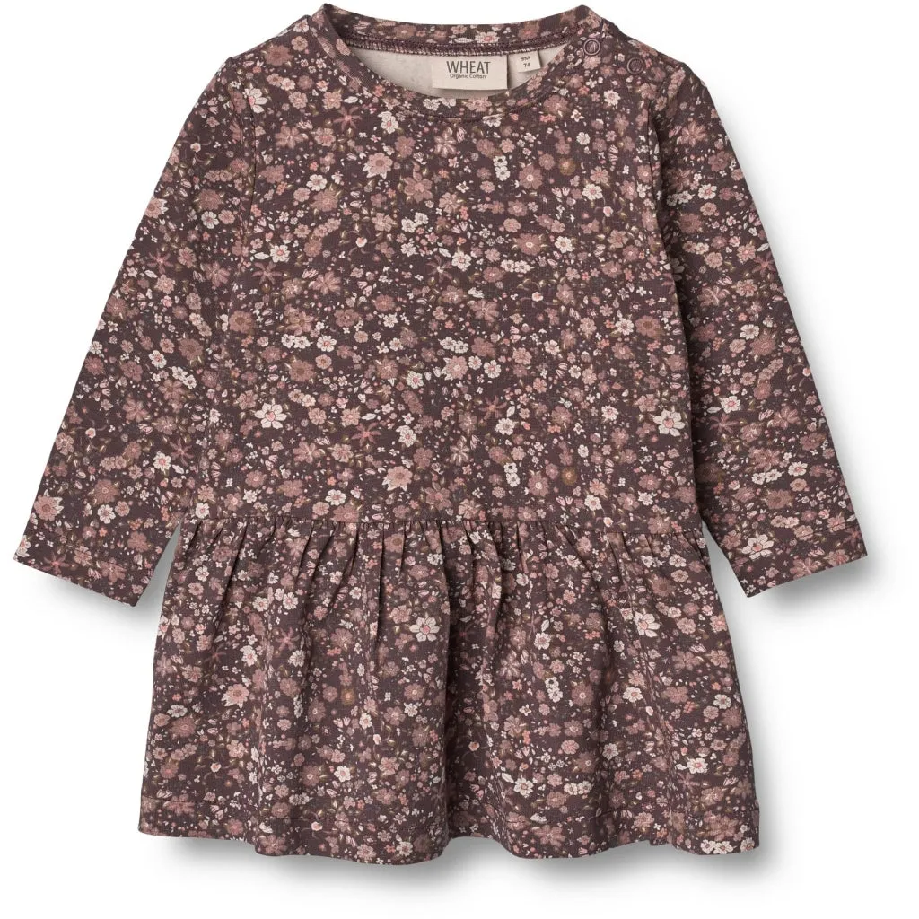 Jersey Dress Bessie - soft eggplant meadow Wheat