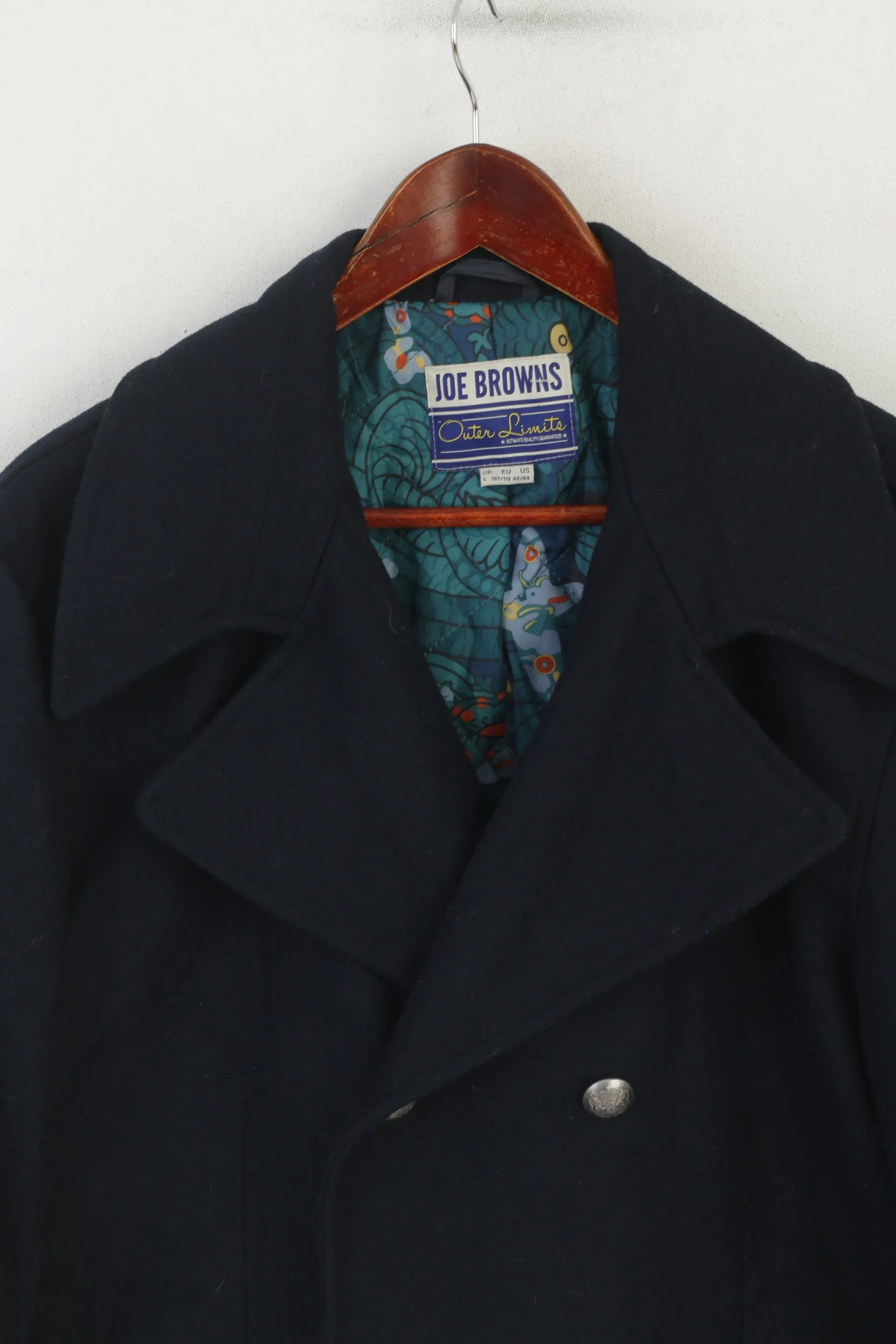 Joe Browns Men L 42 (M) Coat Navy Military Casual Wool Double Breasted Jacket