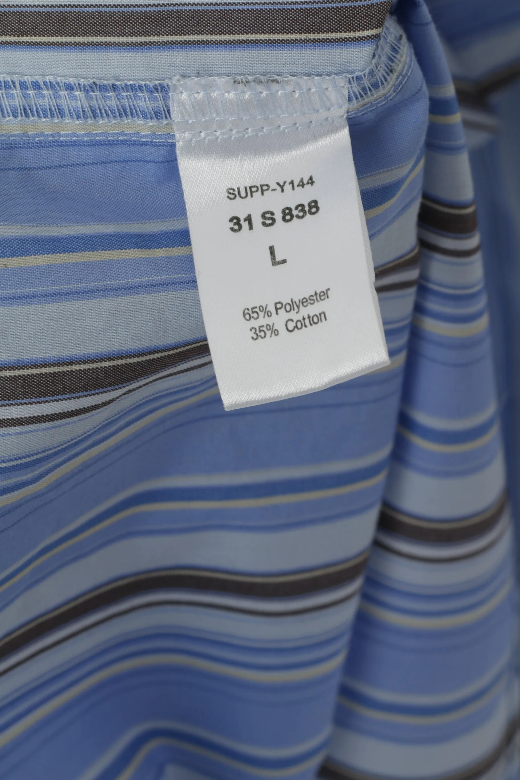 Joe Browns Men L Casual Shirt Blue Striped Cotton Long Sleeve Classic Top