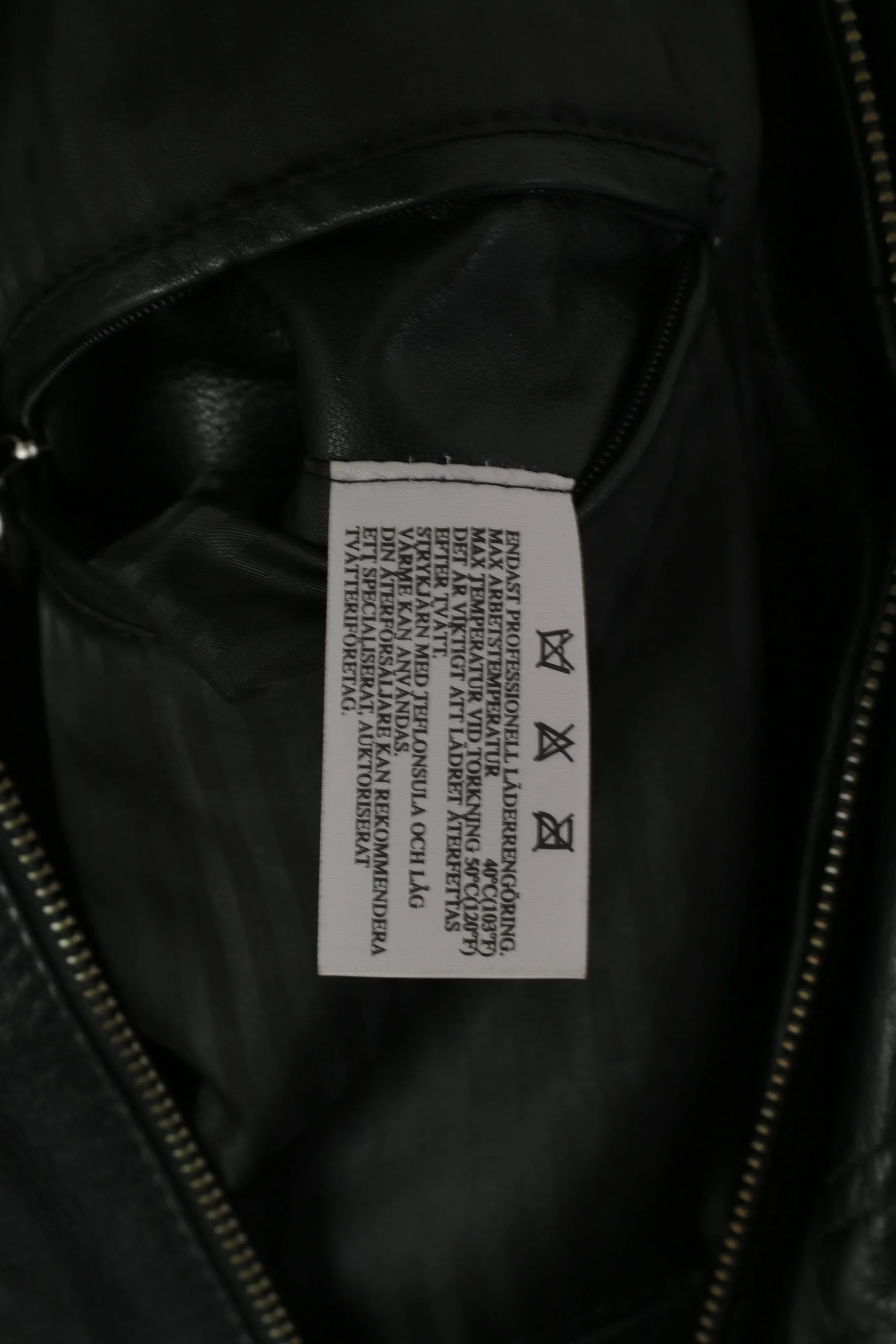 Jofama Men 46 XS Jacket Vintage Black Soft Leather Biker Full Zip Classic Long Top