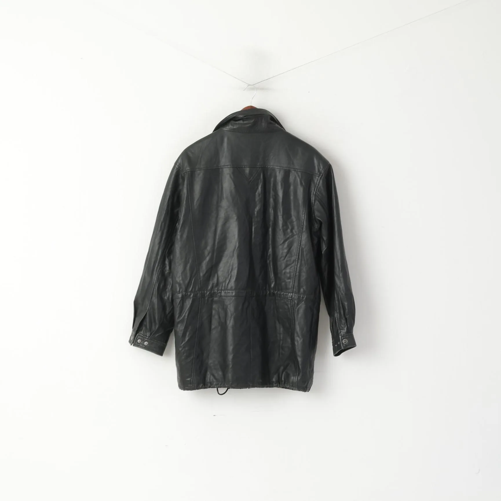 Jofama Men 46 XS Jacket Vintage Black Soft Leather Biker Full Zip Classic Long Top