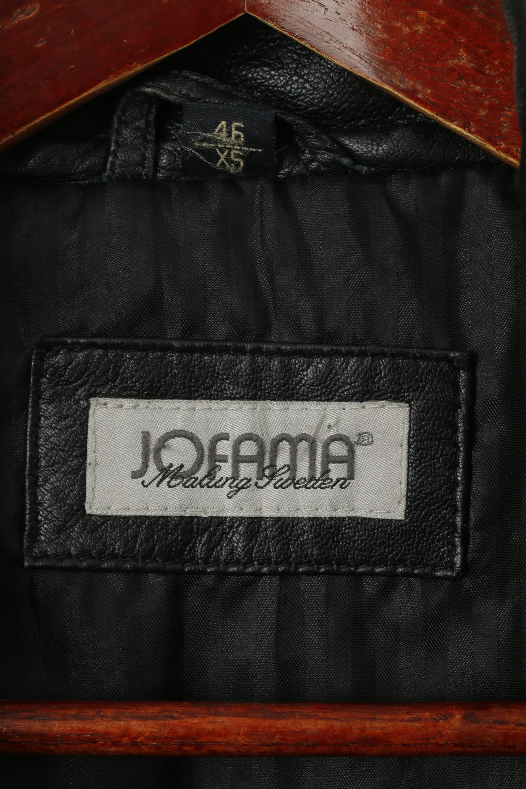 Jofama Men 46 XS Jacket Vintage Black Soft Leather Biker Full Zip Classic Long Top