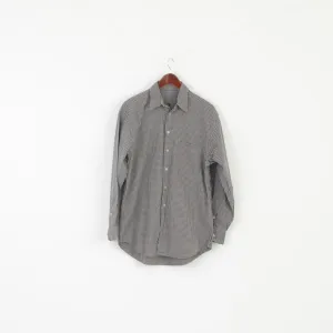 Joop! Men 39 15.5 L Casual Shirt Gray Check Cotton Vintage Long Sleeve Top