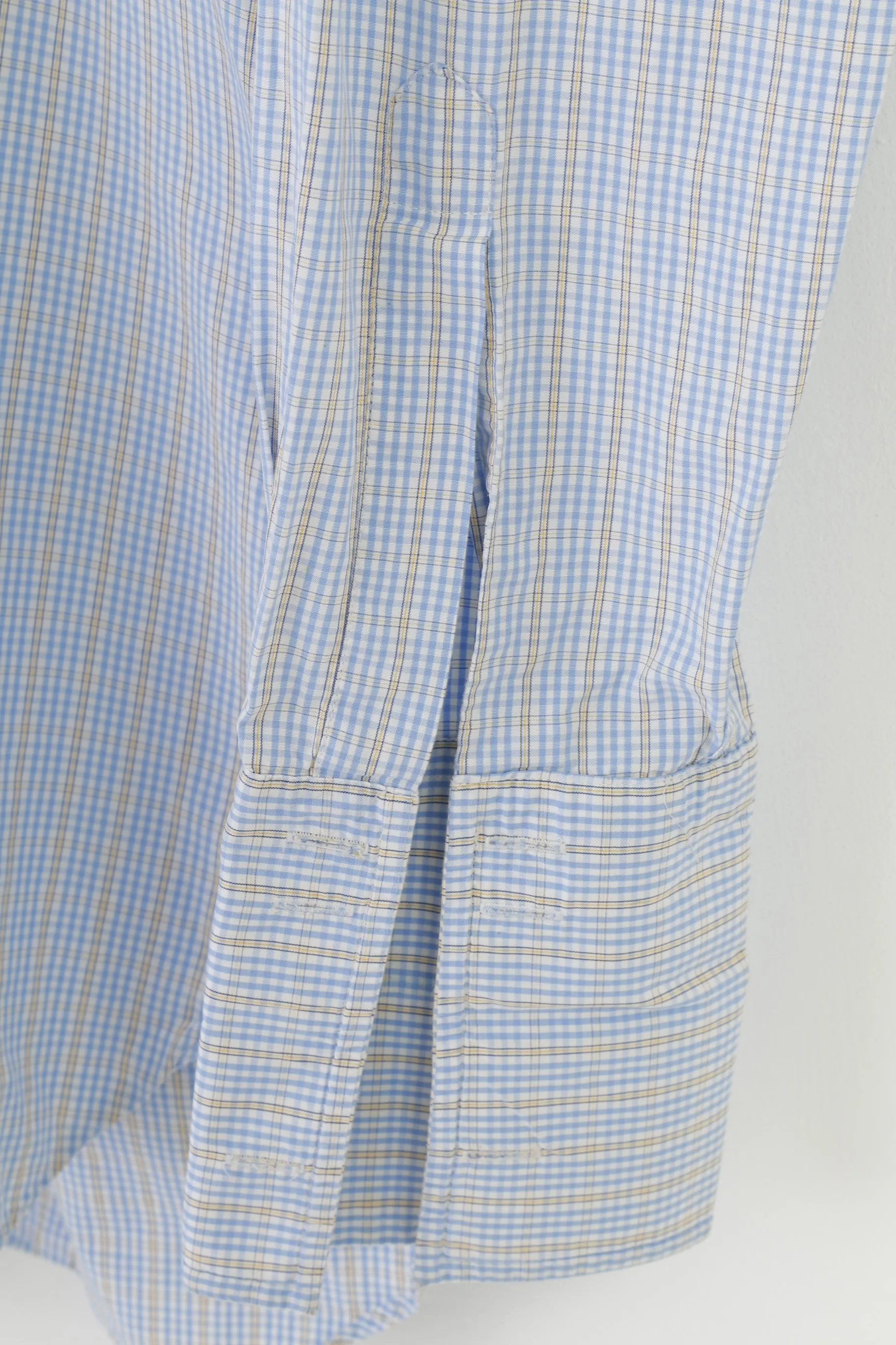 Joseph Turner Men 34 16 Casual Shirt Cotton Cuffs Long Sleeve Collar Checkered Classic Top