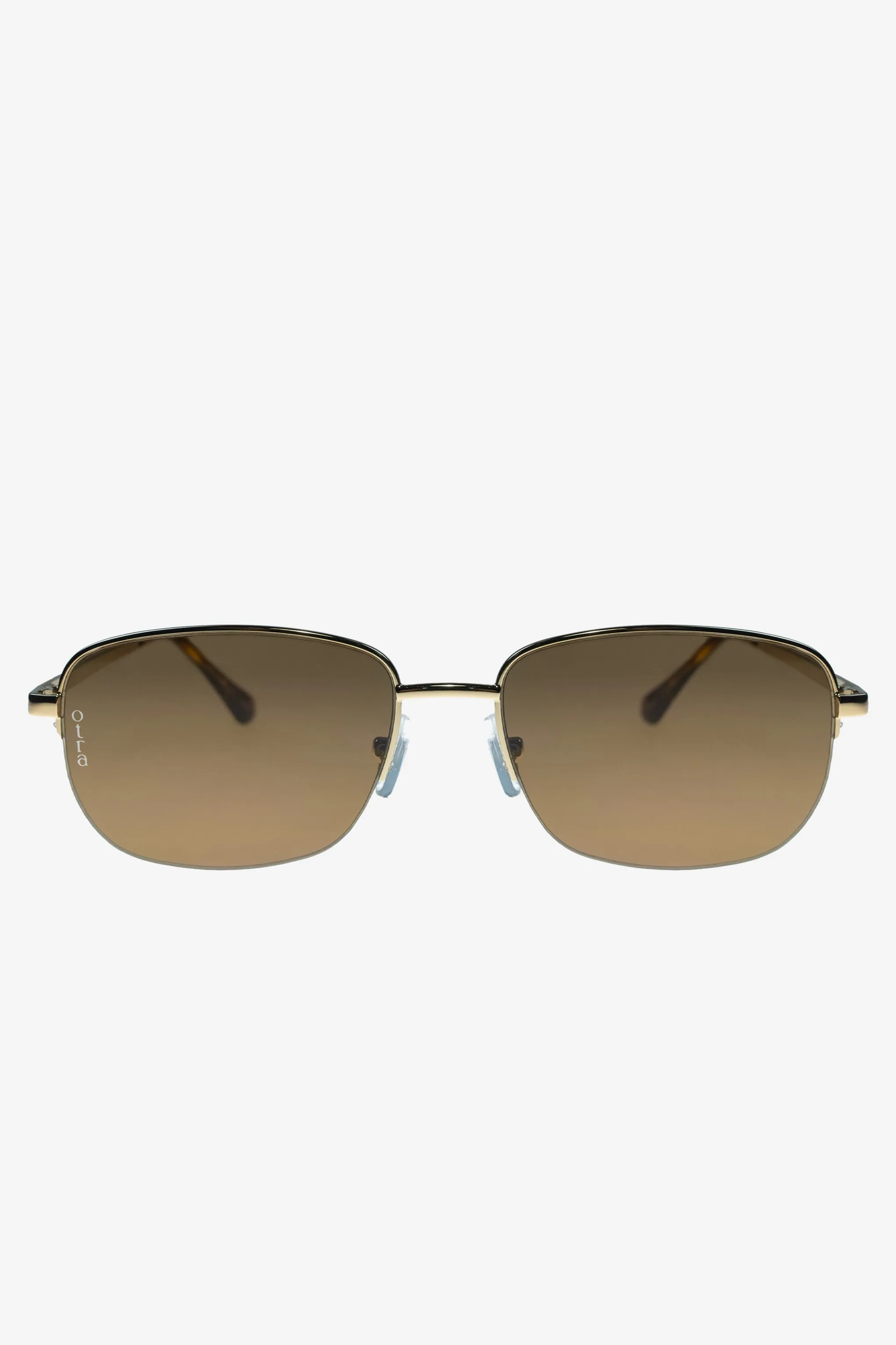 Junior | Otra Gold Small Rectangular Vintage Style Sunglasses Club L London