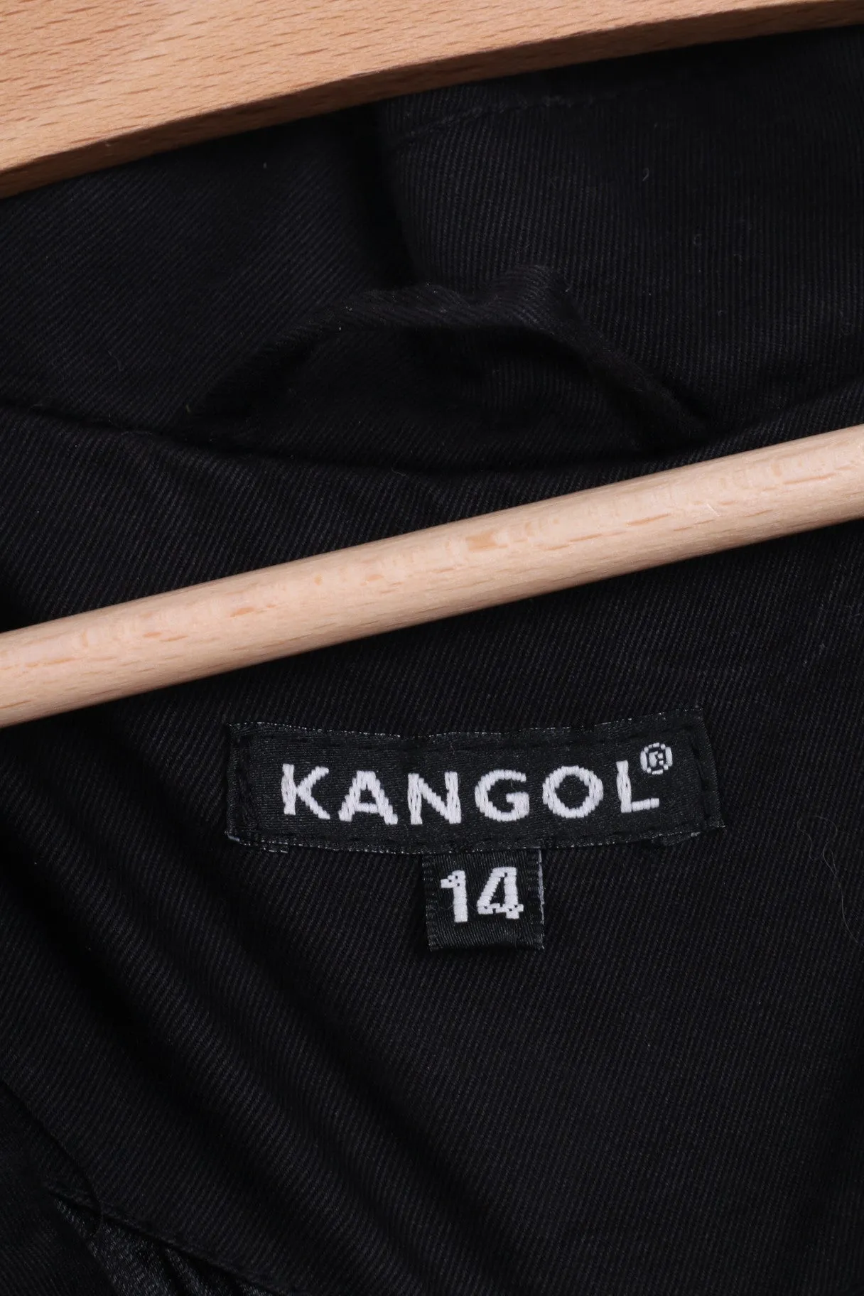 KANGOL Women 14 Jacket Black Buttoned High Low Classic Cotton Top