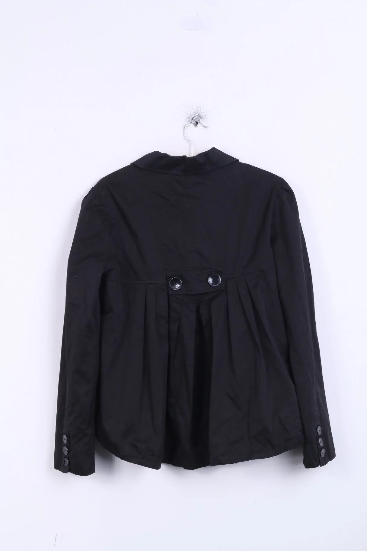 KANGOL Women 14 Jacket Black Buttoned High Low Classic Cotton Top