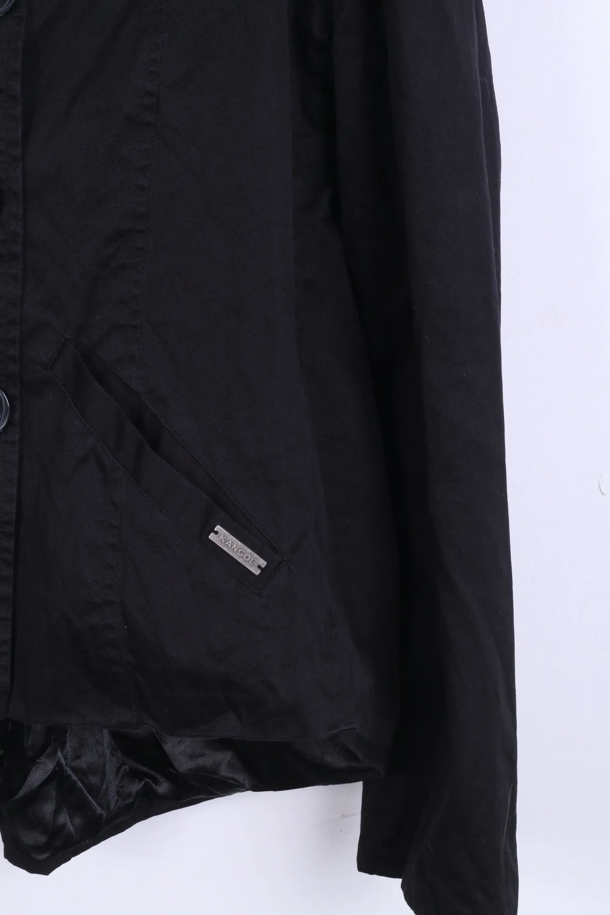 KANGOL Women 14 Jacket Black Buttoned High Low Classic Cotton Top
